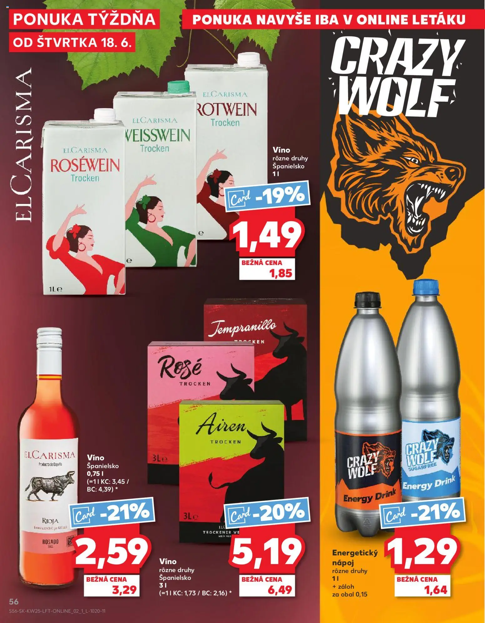 Nové Kaufland akcie – leták je platný od 18.06.2026 | Strana: 56 | Produkty: Víno