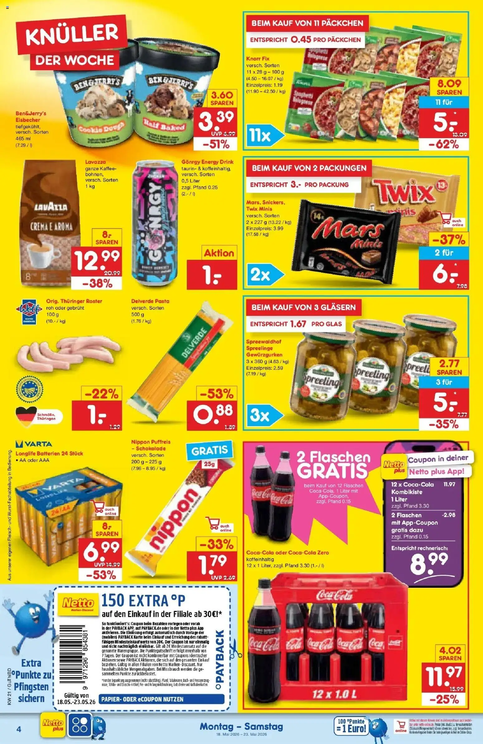 Netto Marken-Discount Prospekt Augustusburg	 – gültig ab 17.05.2026 | Seite: 4 | Produkte: Lavazza, Schokolade, Knorr, Twix