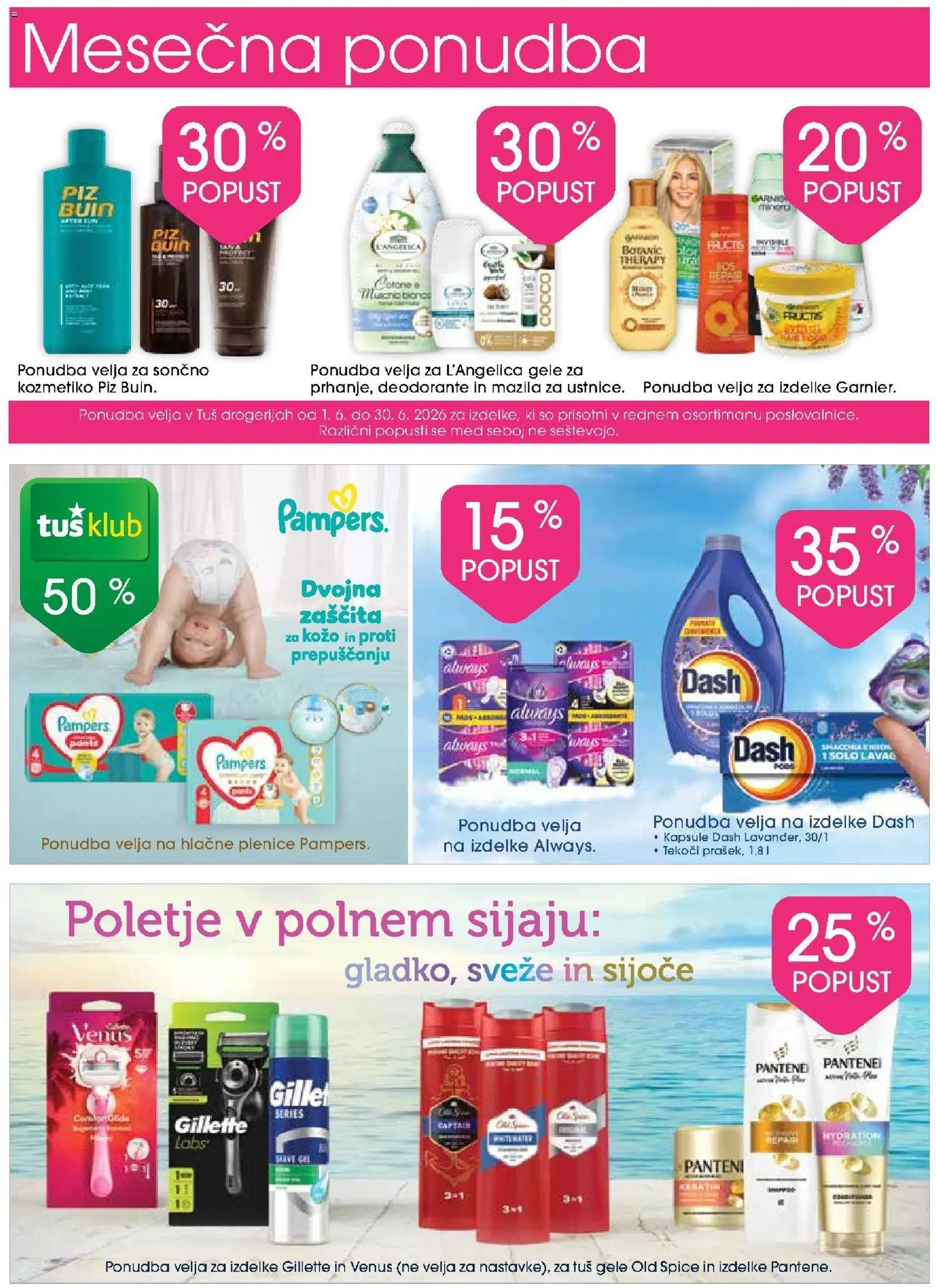 Novi Tuš drogerija katalog ponudbe – veljaven od 10.06.2026 | Stran: 11 | Izdelki: Plenice, Detergent