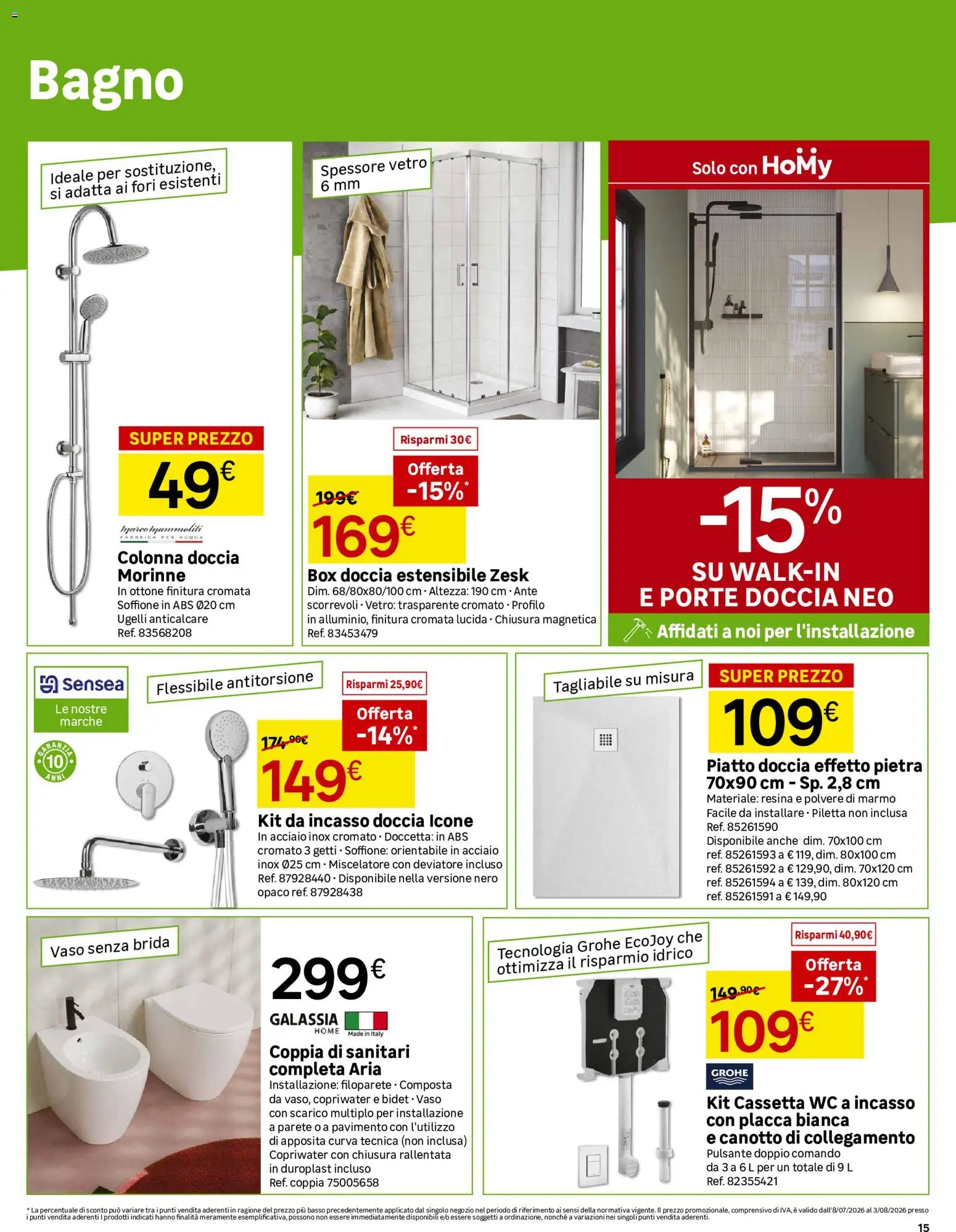 Volantino Leroy Merlin del 08/07/2026 | Pagina: 15 | Prodotti: Acqua, WC, Doccia, Vaso