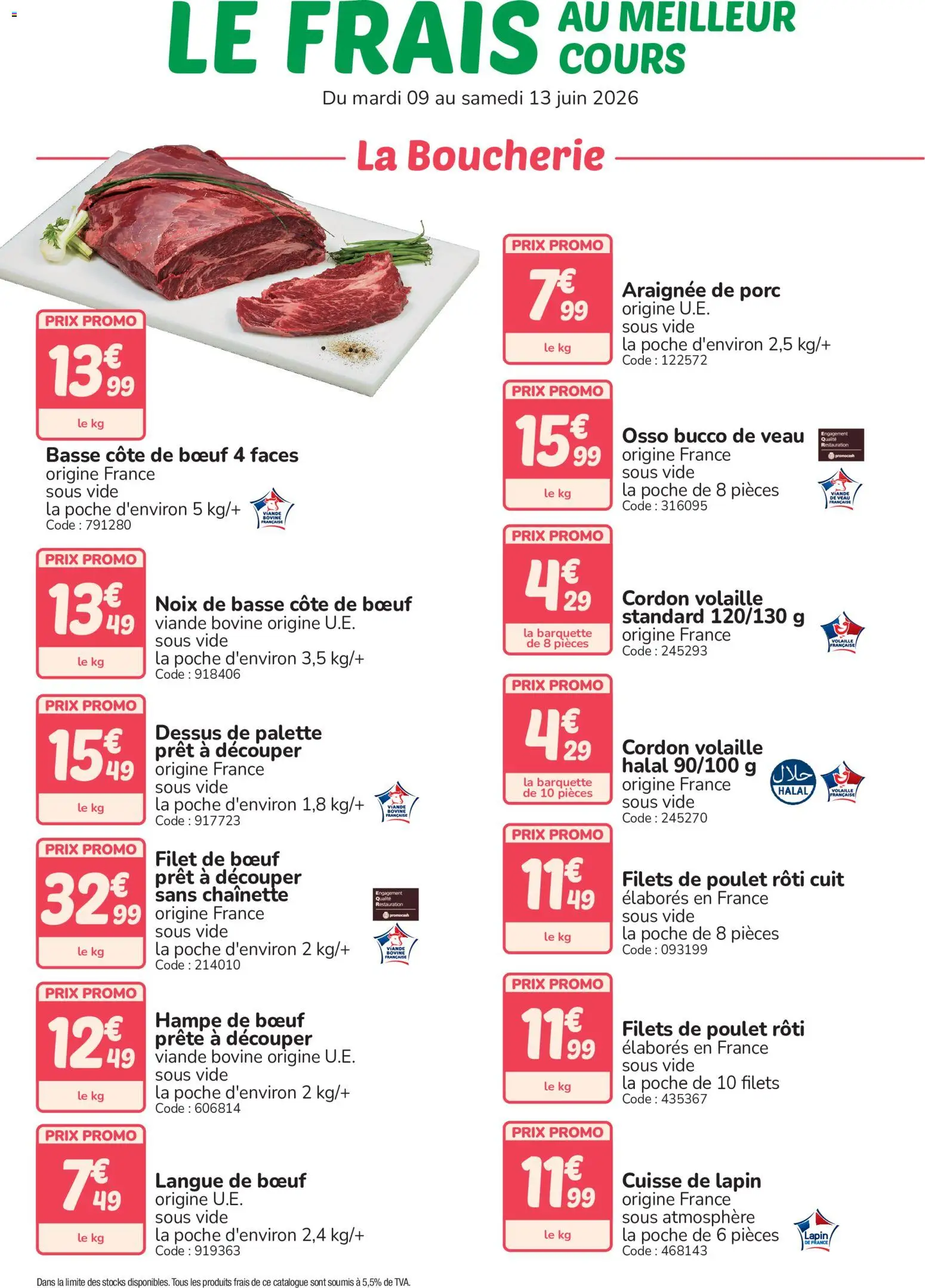 {H1} | Page: 1 | Produits: Côte de bœuf, Langue de bœuf, Noix, Viande bovine