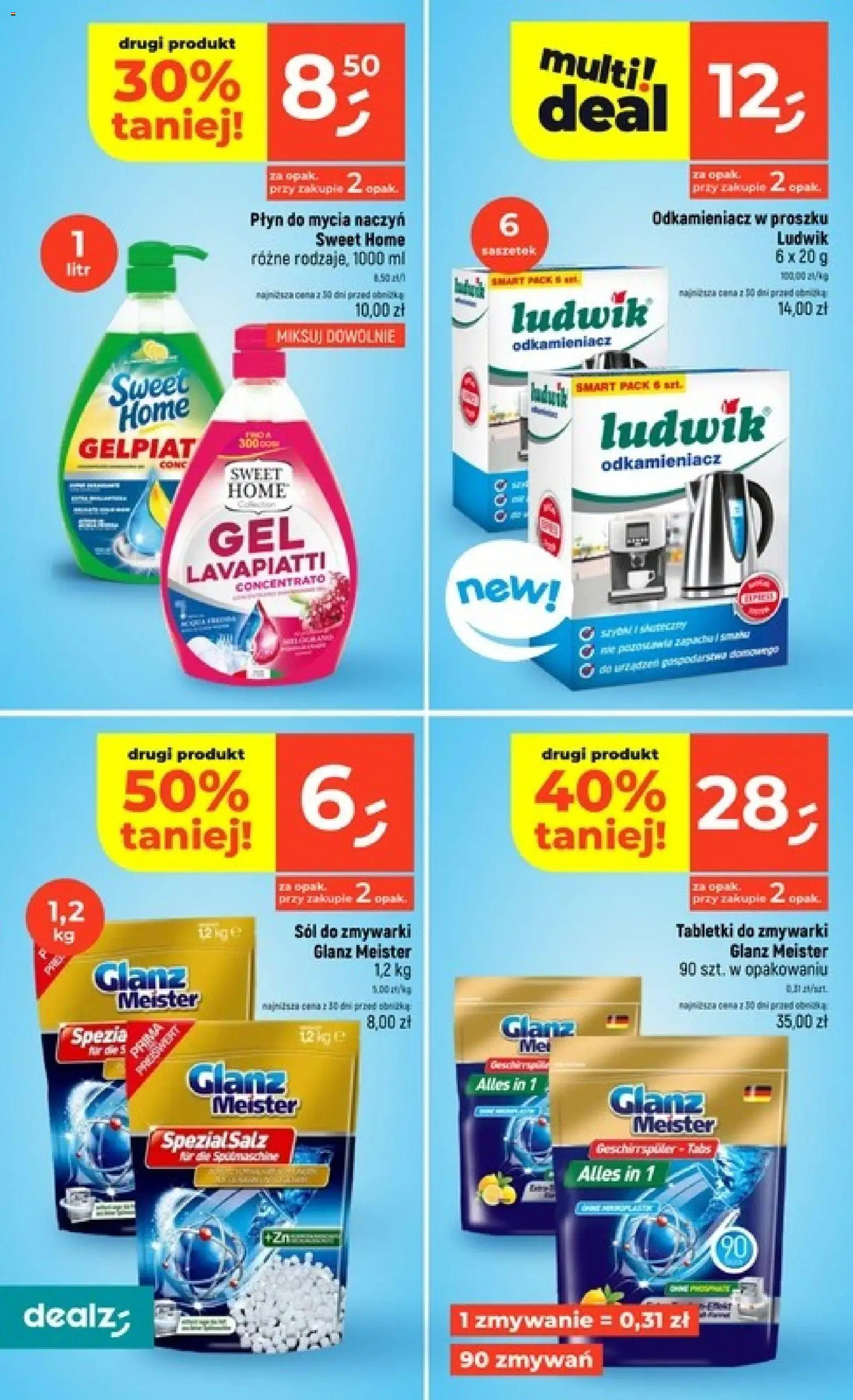 Dealz gazetka od 17.09.2026 | Strona: 34 | Produkty: Odkamieniacz, Sól do zmywarki, Tabletki do zmywarki, Sól