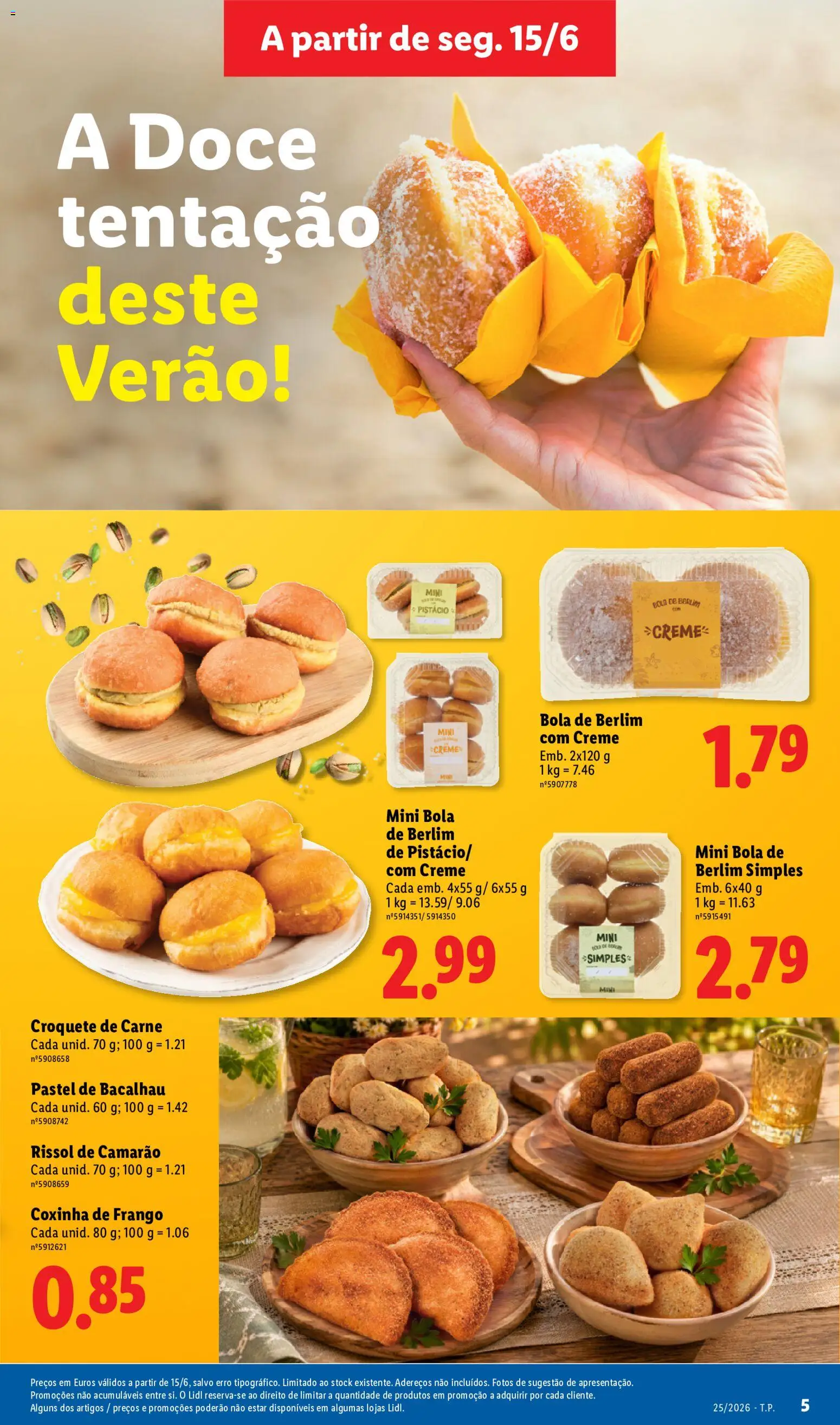 Lidl Folheto Especial │ válido de 15/06/2026 | Página: 5 | Produtos: Bacalhau, Camarão, Bola de Berlim, Creme