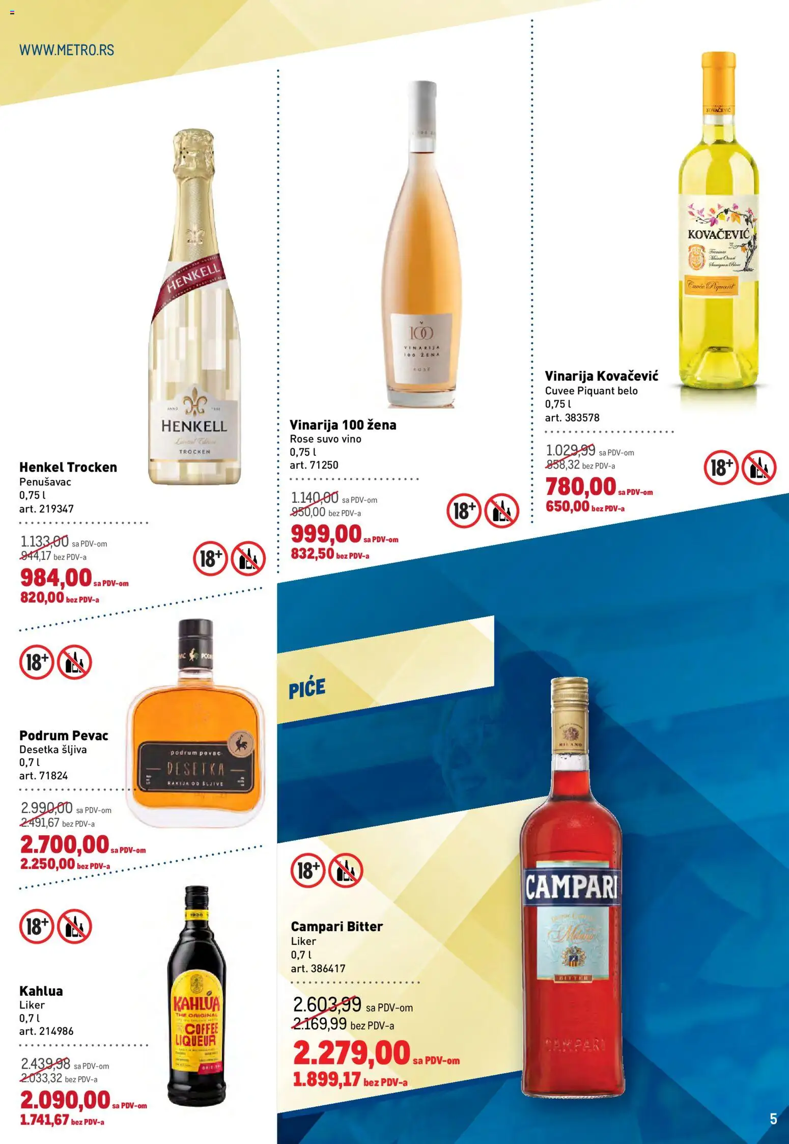 Metro katalog - važi od 23.07.2026 | Strana: 5 | Proizvode: Liker, Šljiva, Vino