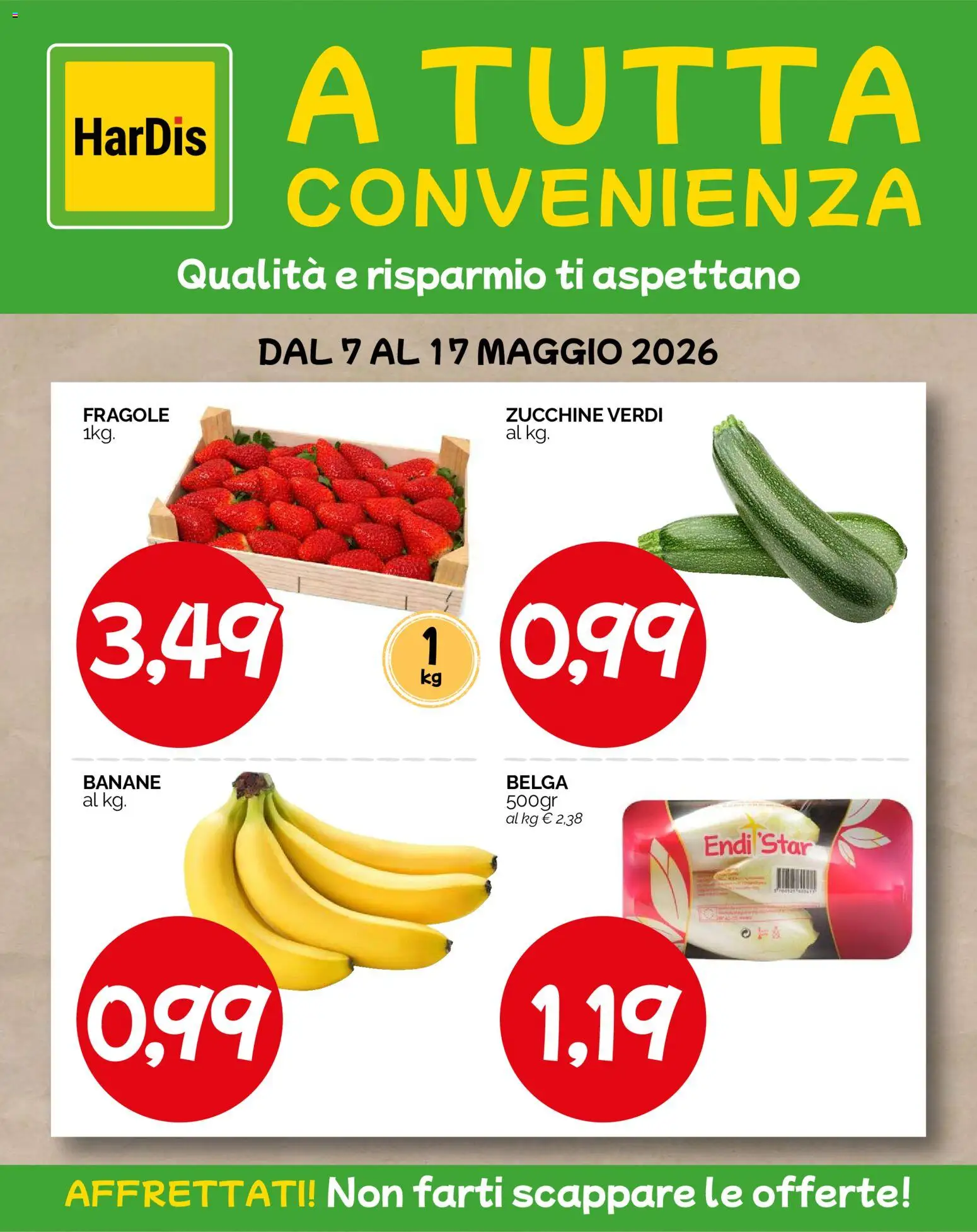 Volantino HarDis del 07.05.2026 | Pagina: 2 | Prodotti: Banane, Fragole, Zucchine