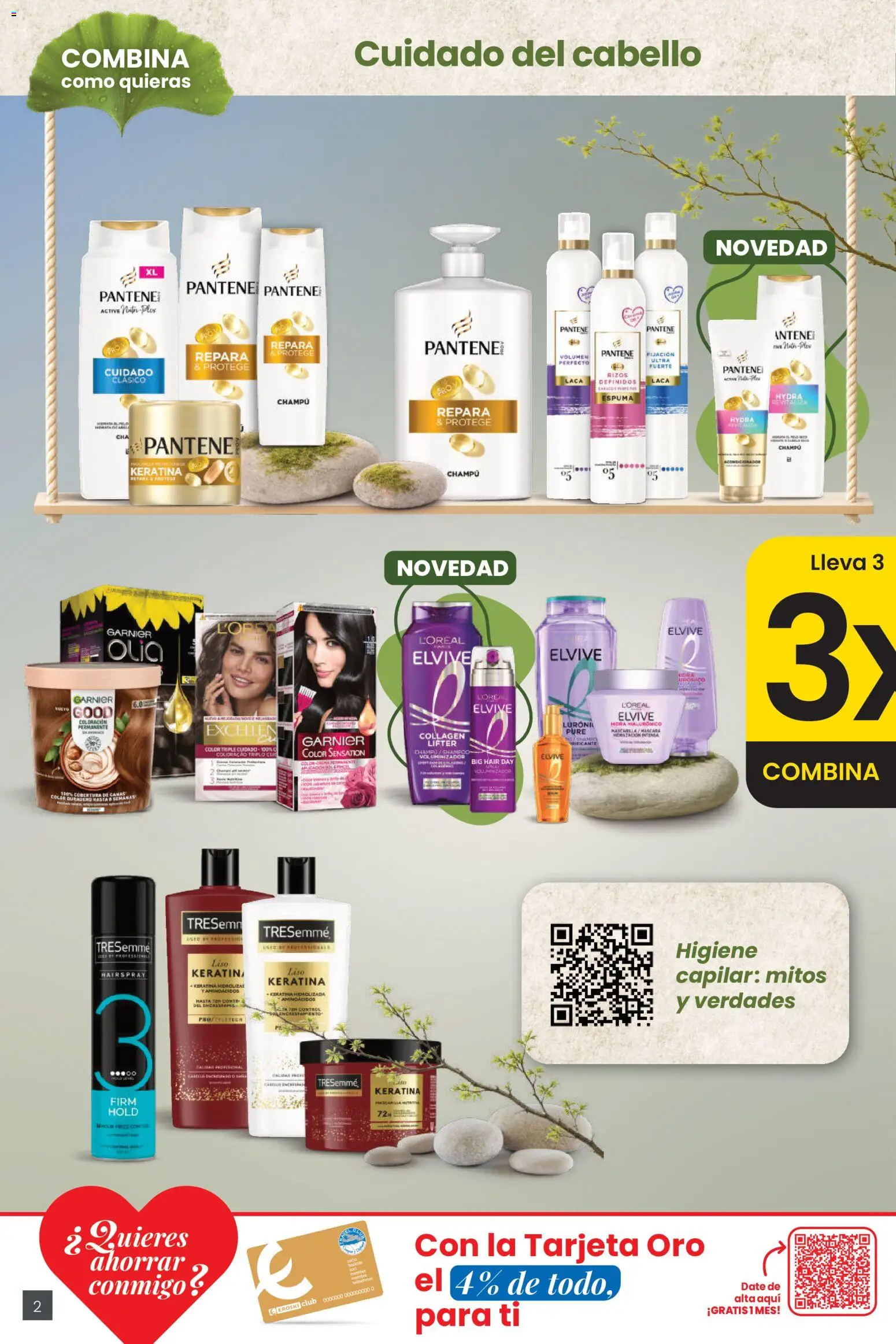 Eroski 3x2 En toda la perfumería y la parafarmacia │ válido desde el 30.04.2026 | Página: 2 | Productos: Máscara, Champú
