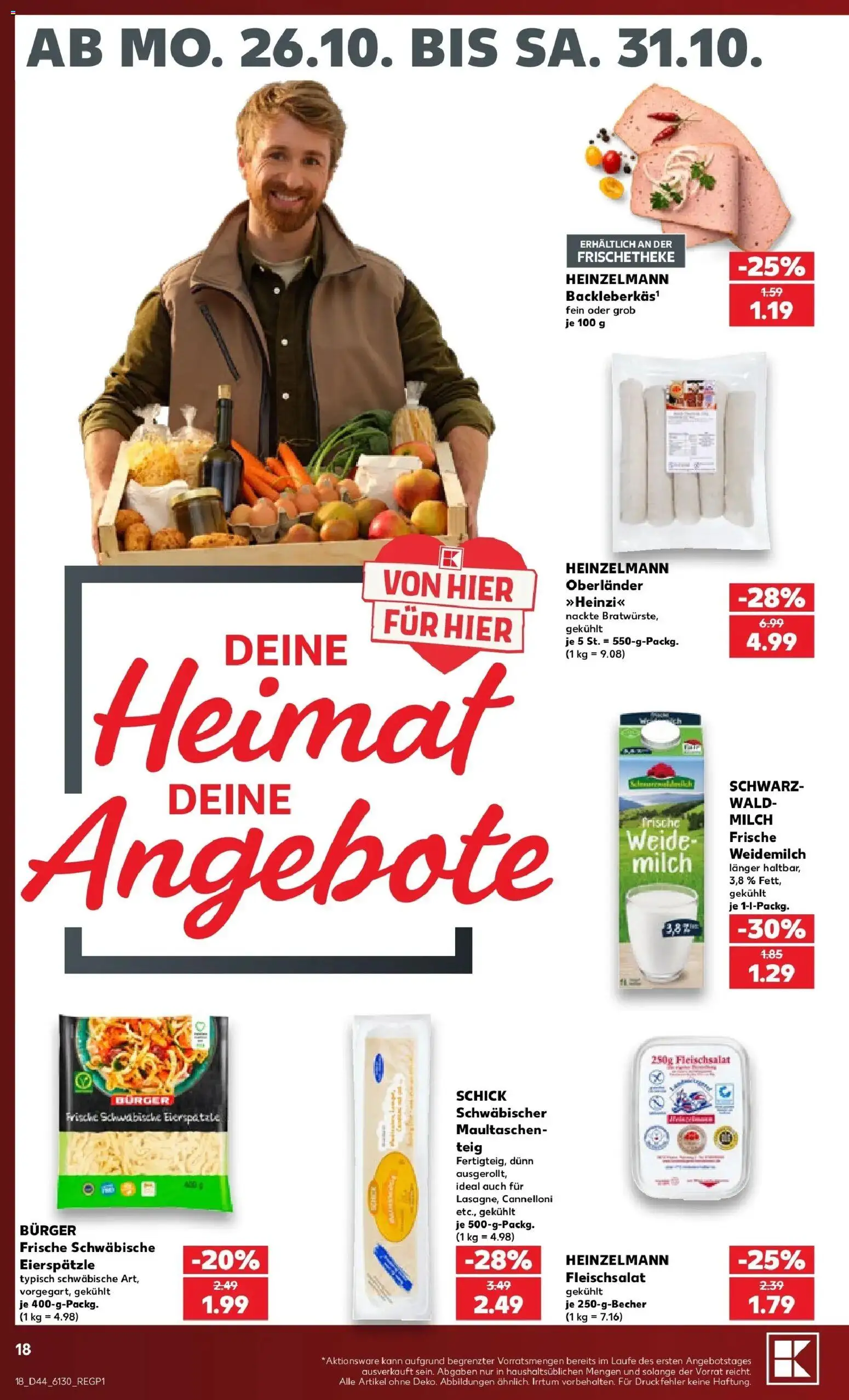 Prospekt Kaufland ab 26.10.2026 » Angebote Online zum Blättern | Seite: 22 | Produkte: Milch, Burger, Maultaschen