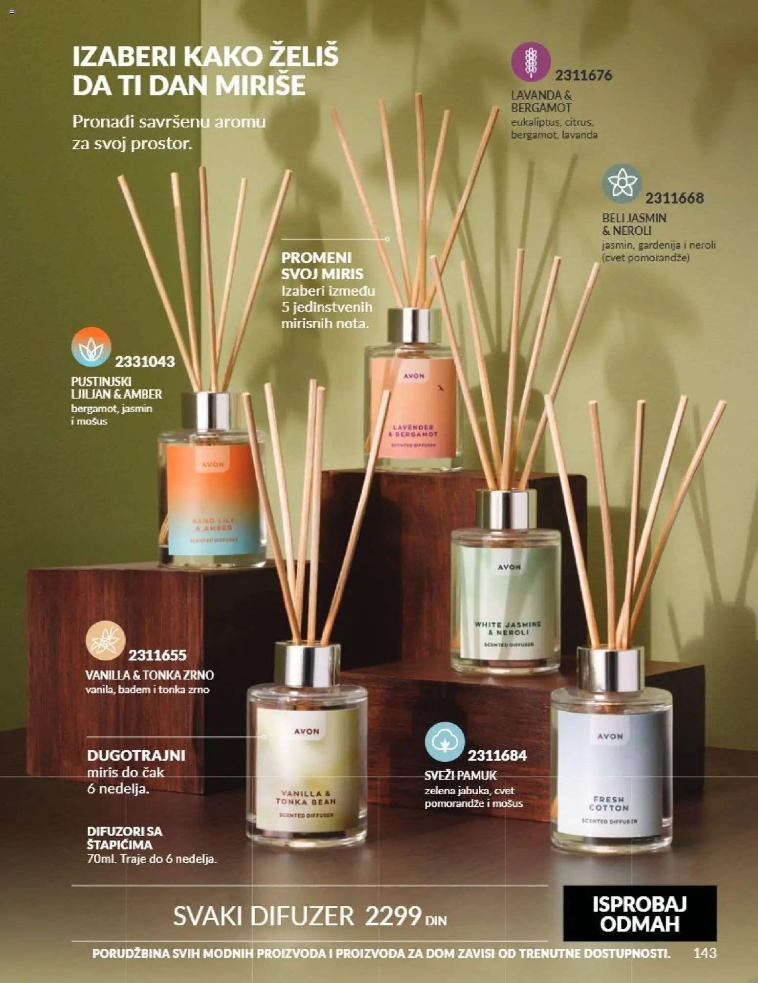 AVON katalog - važi od 01.09.2026 | Strana: 143 | Proizvode: Badem, Miris, Difuzer