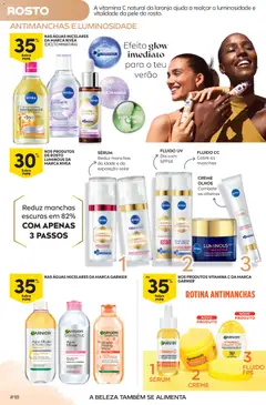Pré-visualização Continente Beleza: Ingridientes para uma pele de verão válido de 19.05.2026 | Página: 18 | Produtos: Maquiagem, Água micelar, Sérum, Creme