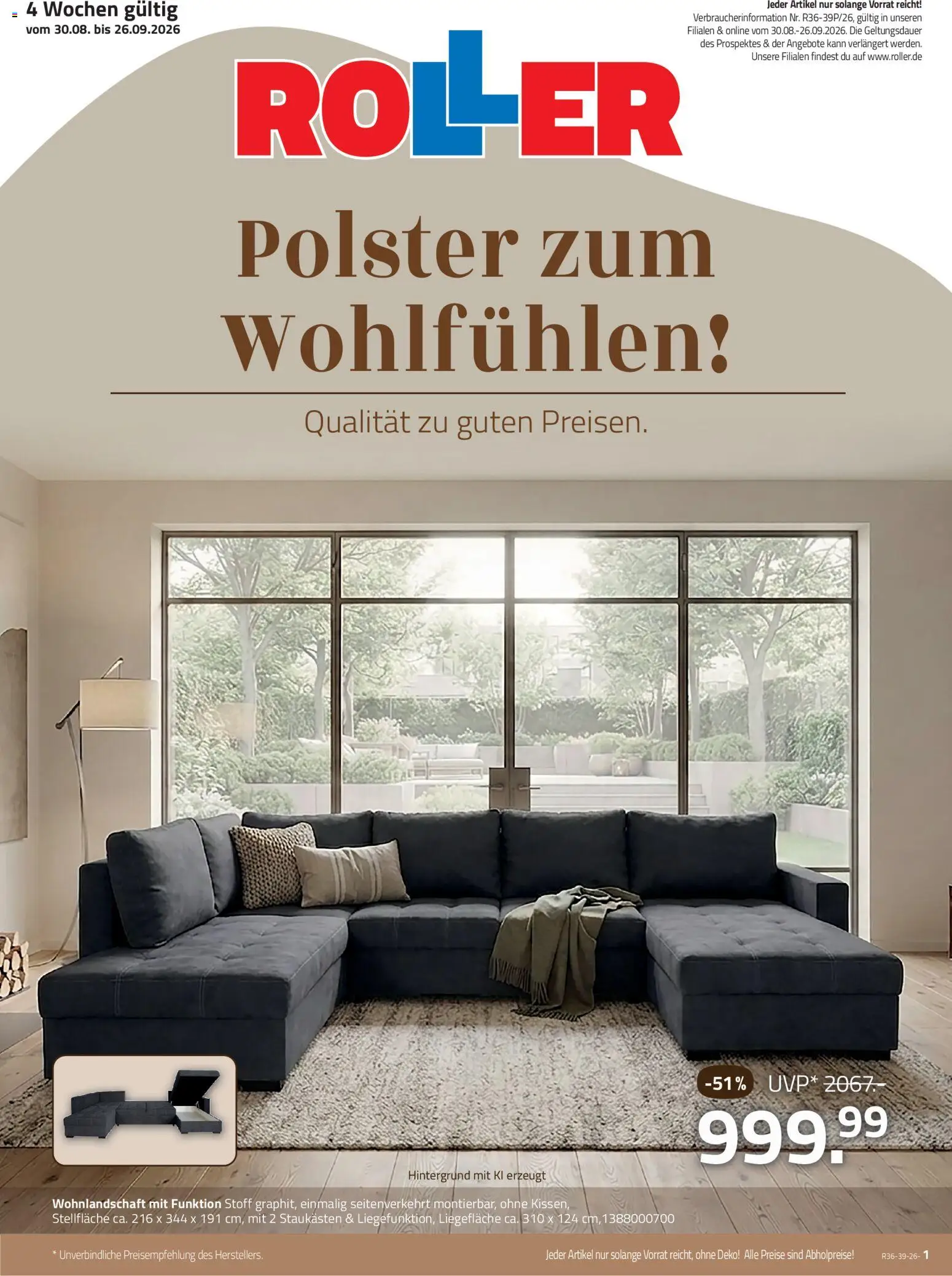 Roller Wohnzimmerprospekt – gültig ab 30.08.2026 | Seite: 1