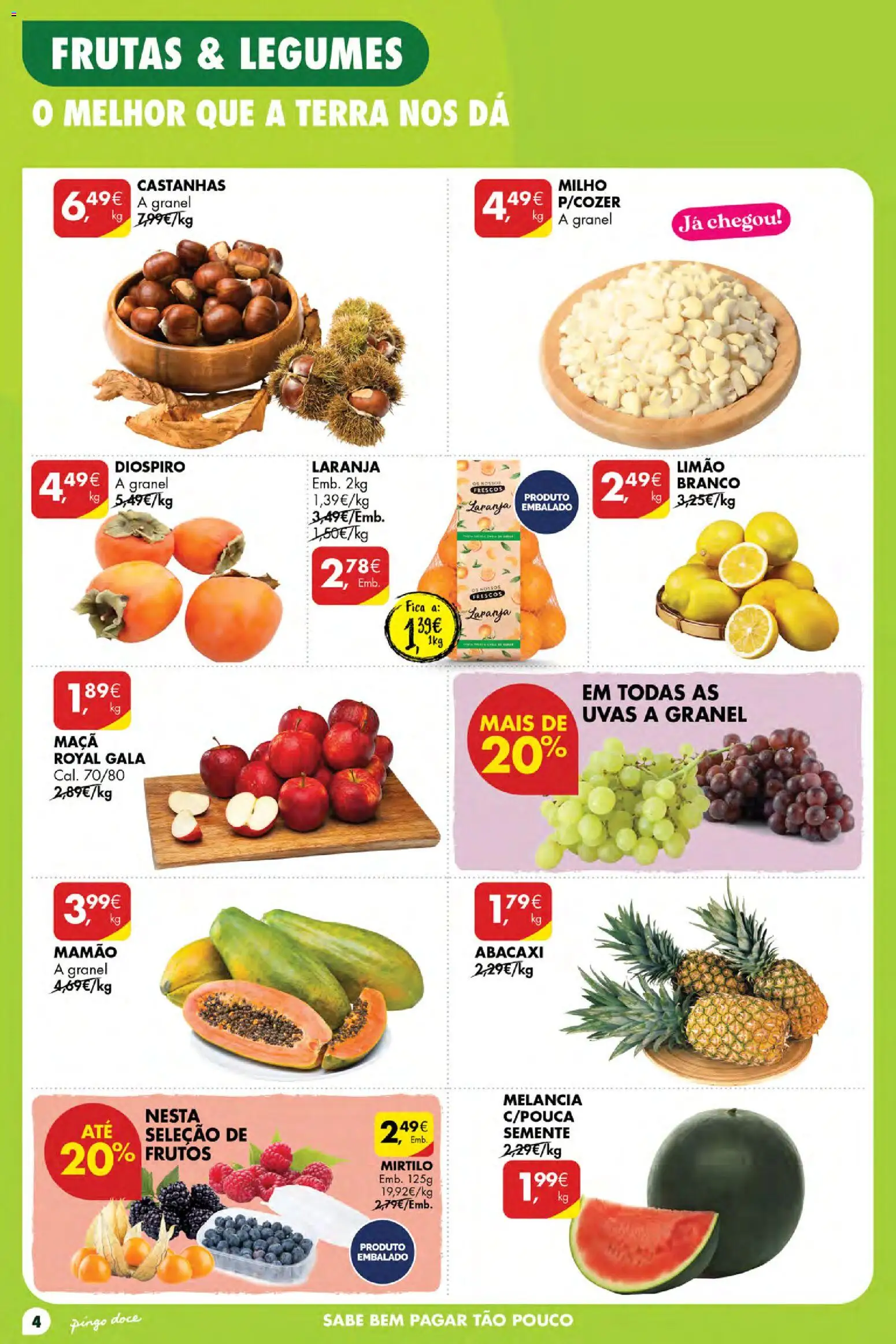 Pingo Doce folheto Poupe Esta Semana Açores │ válido de 15/10/2026 | Página: 4 | Produtos: Castanhas, Frutas, Abacaxi, Uvas