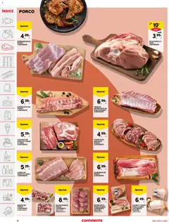 Pré-visualização LOMBO DE PORCO S/ OSSO CONTINENTE, A large piece of raw pork loin without bone, with some sliced pieces next to it, on a wooden board. válido de 02.06.2026 | Página: 10
