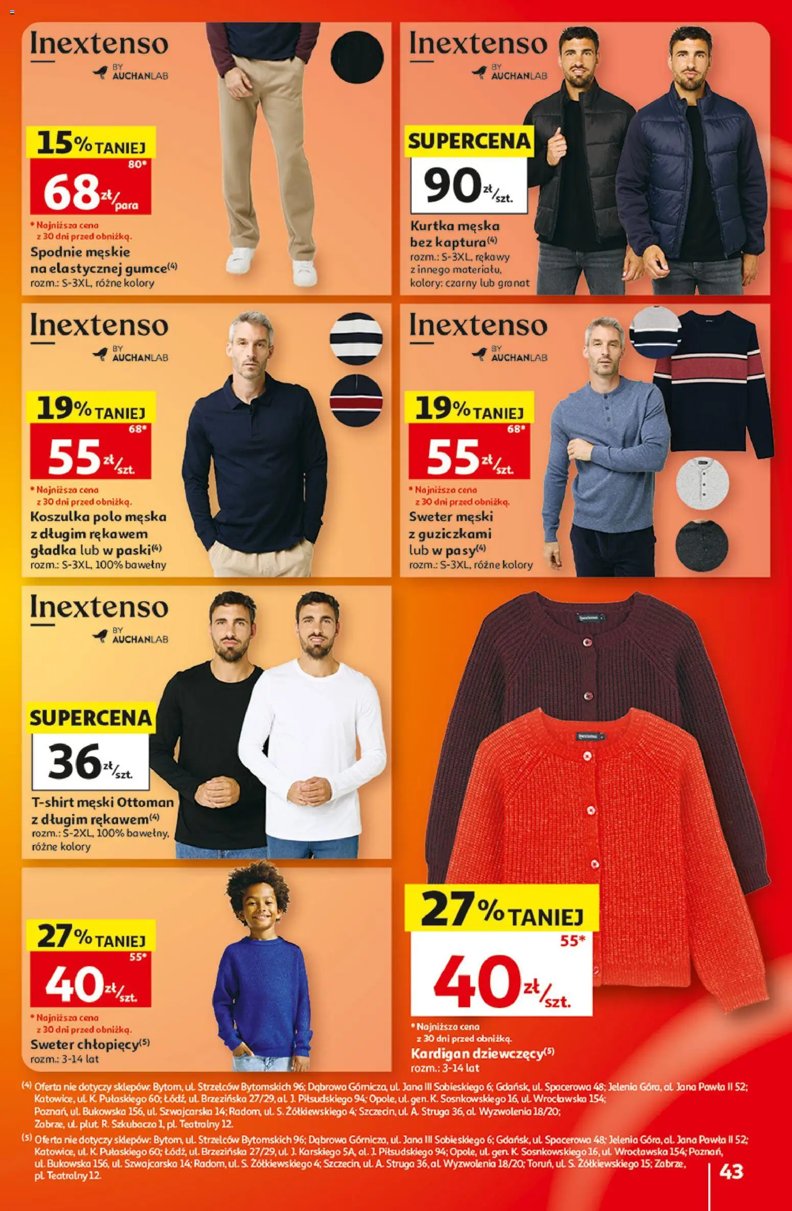 Auchan gazetka - 30 Lat Hipermarket od 10.09.2026 | Strona: 43 | Produkty: Sweter, Kurtka, Spodnie, Kardigan