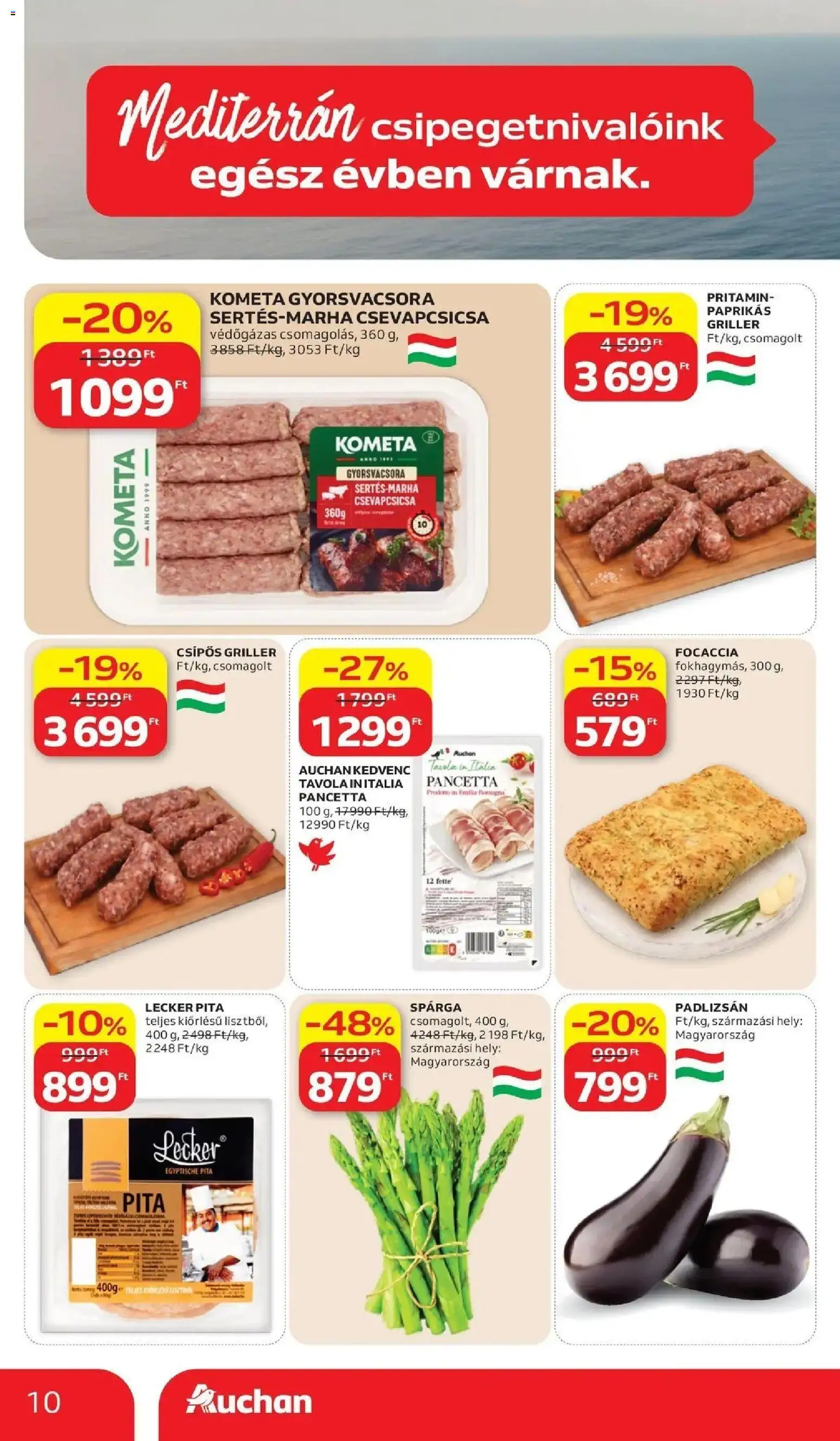 Auchan akciós ujság - amely érvényes a következő dátumtól: 11.06.2026 | Oldal: 10 | Termékek: Padlizsán, Pita