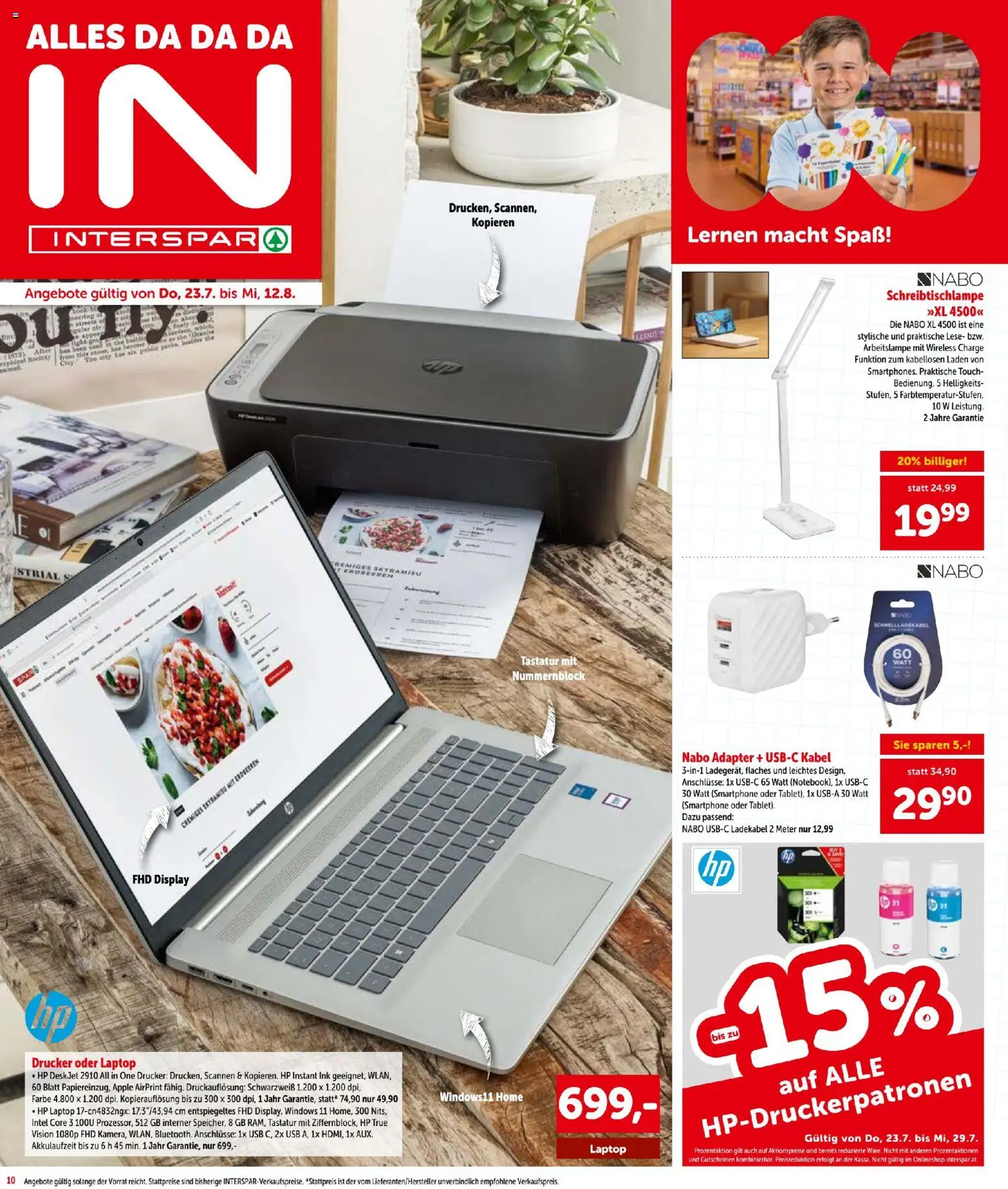 Interspar - Flugblatt gültig ab 23.07.2026 | Seite: 10 | Produkte: Erdbeeren, Smartphone, Drucker, Tastatur