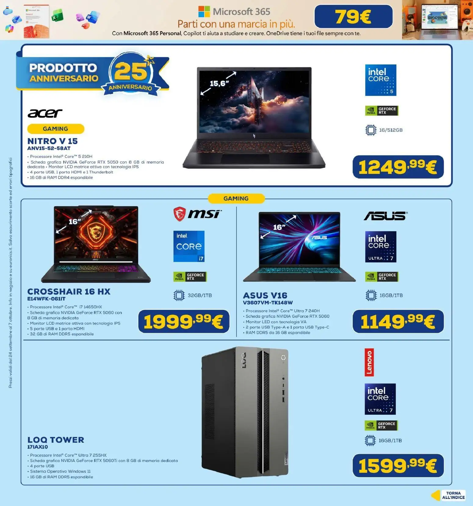 Volantino Euronics del 24/09/2026 | Pagina: 36 | Prodotti: Monitor, Porta, USB