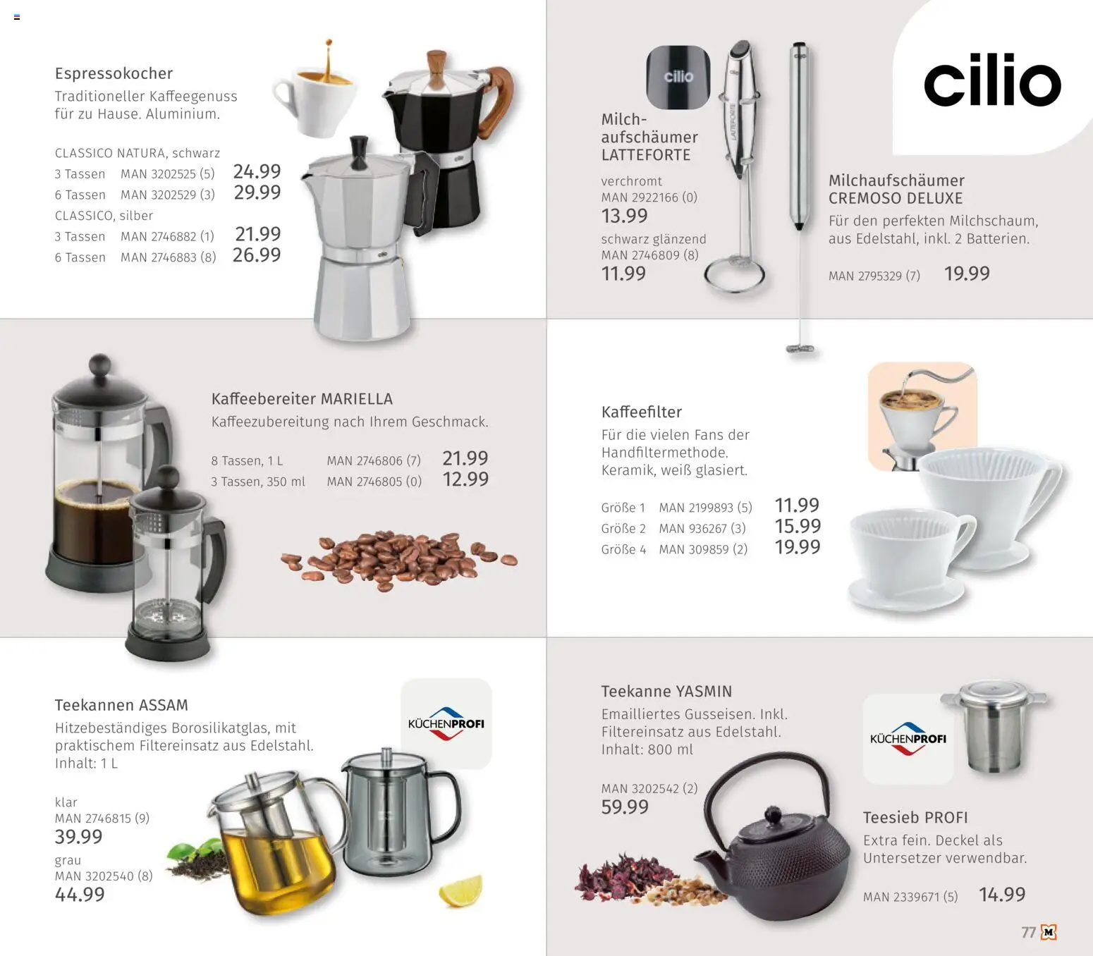 Müller Haushaltskatalog – gültig ab 01.10.2026 | Seite: 77 | Produkte: Milch, Teekanne, Espressokocher