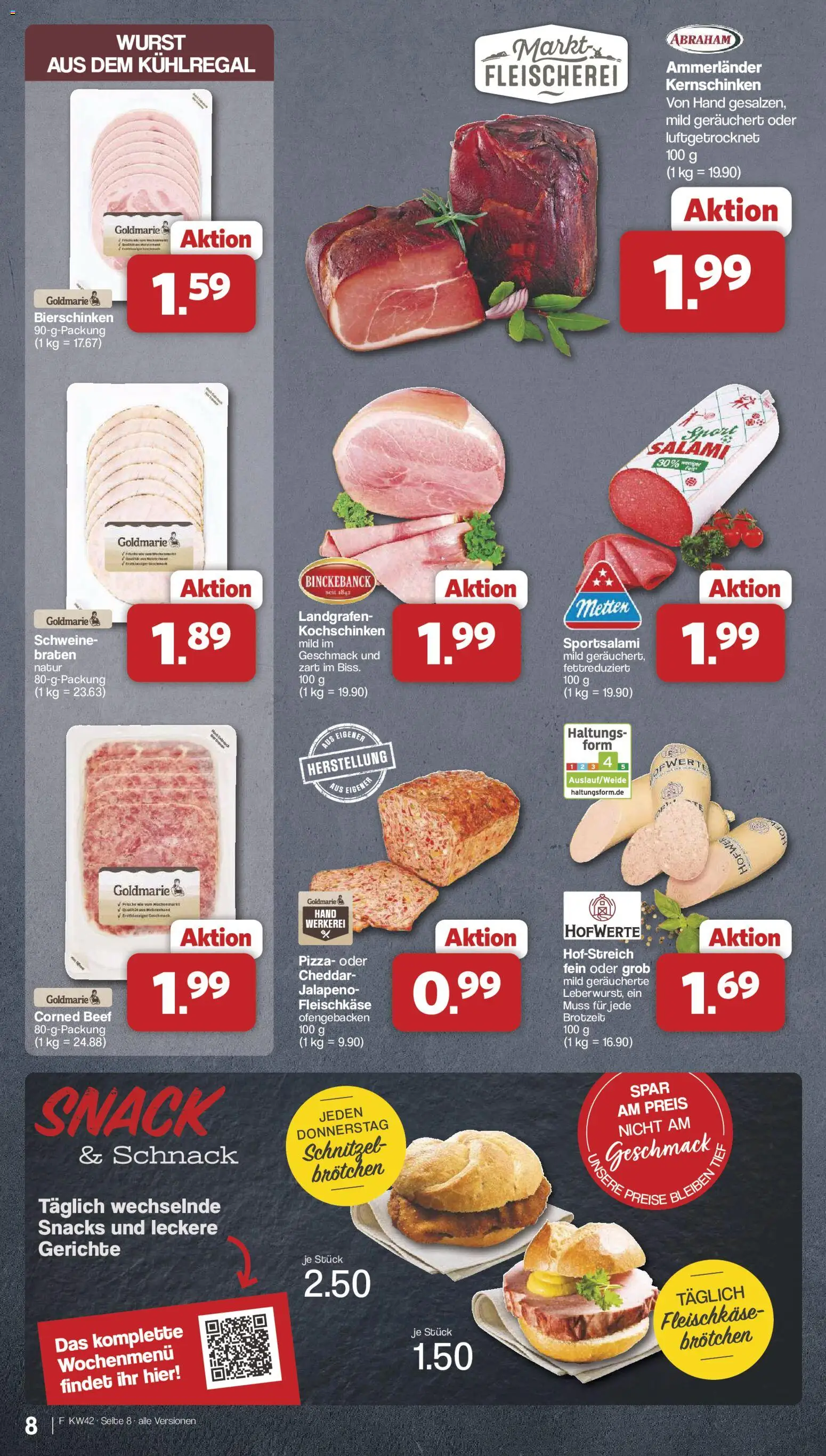 Famila Nordwest Prospekt – gültig ab 12.10.2026 | Seite: 8 | Produkte: Schnitzel, Wurst, Gerichte, Pizza