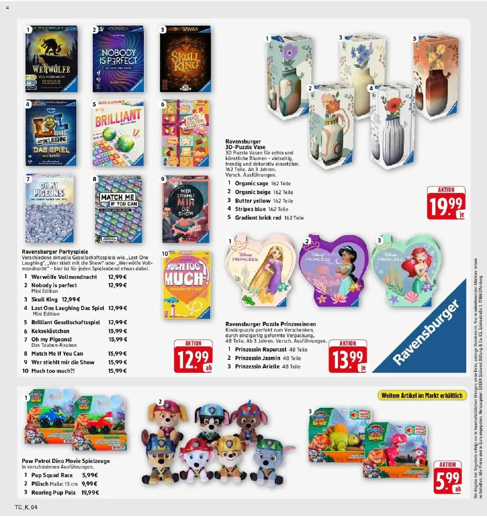 Edeka Prospekt Darmstadt (ab 26.10.2026) » Angebote Online | Seite: 62 | Produkte: Spiel, Butter, Blumen, Vase