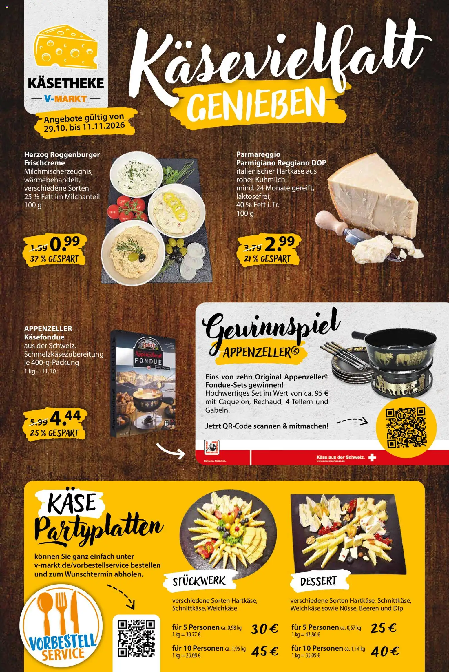 V-Markt Käsebeilage – gültig ab 29.10.2026 | Seite: 1 | Produkte: Käse, Fondue