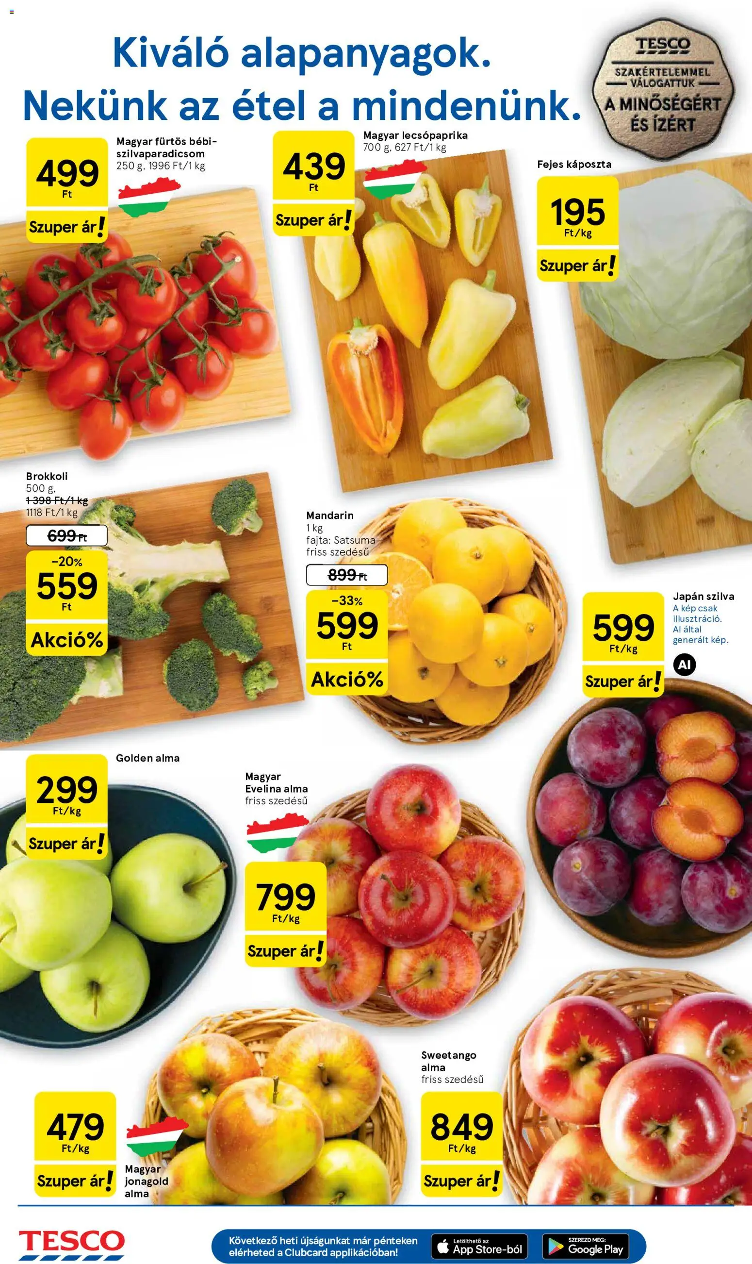 Tesco akciós ujság - amely érvényes a következő dátumtól: 2026.10.01. | Oldal: 2 | Termékek: Káposzta, Lecsópaprika, Alma, Brokkoli