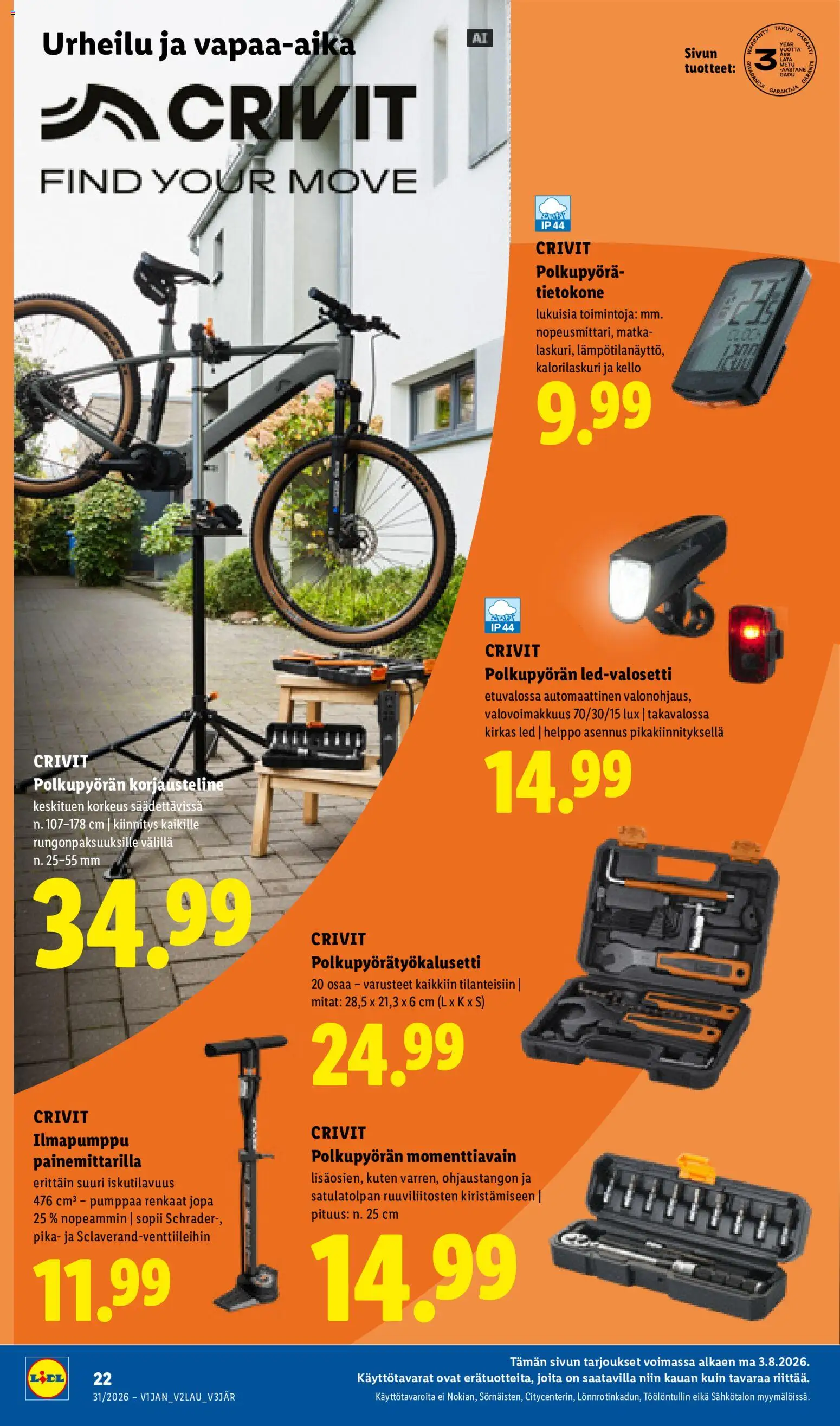 Lidl tarjoukset – voimassa 30/07/2026 alkaen | Sivu: 30 | Tuotteet: Polkupyörä, Kello, Tietokone