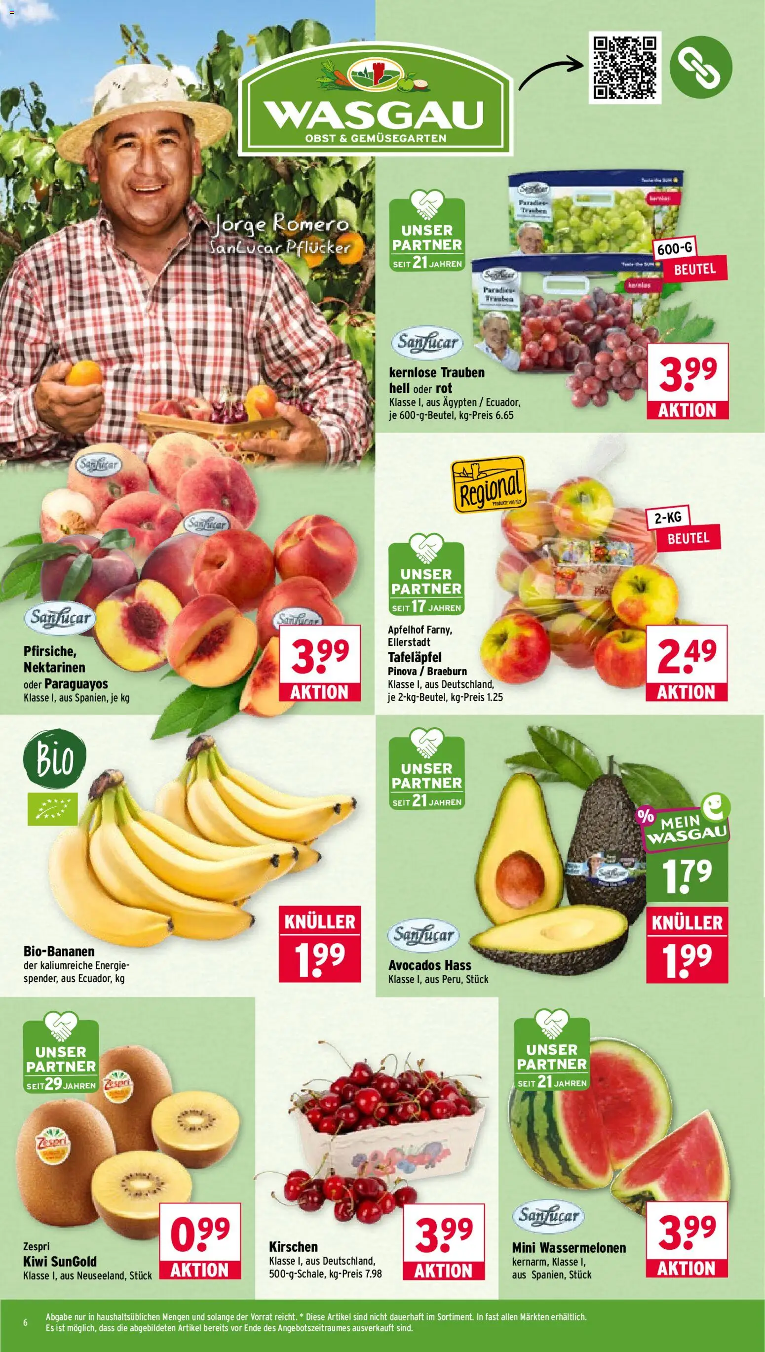 Wasgau Prospekt – gültig ab 13.07.2026 | Seite: 6 | Produkte: Nektarinen, Trauben, Kirschen, Obst