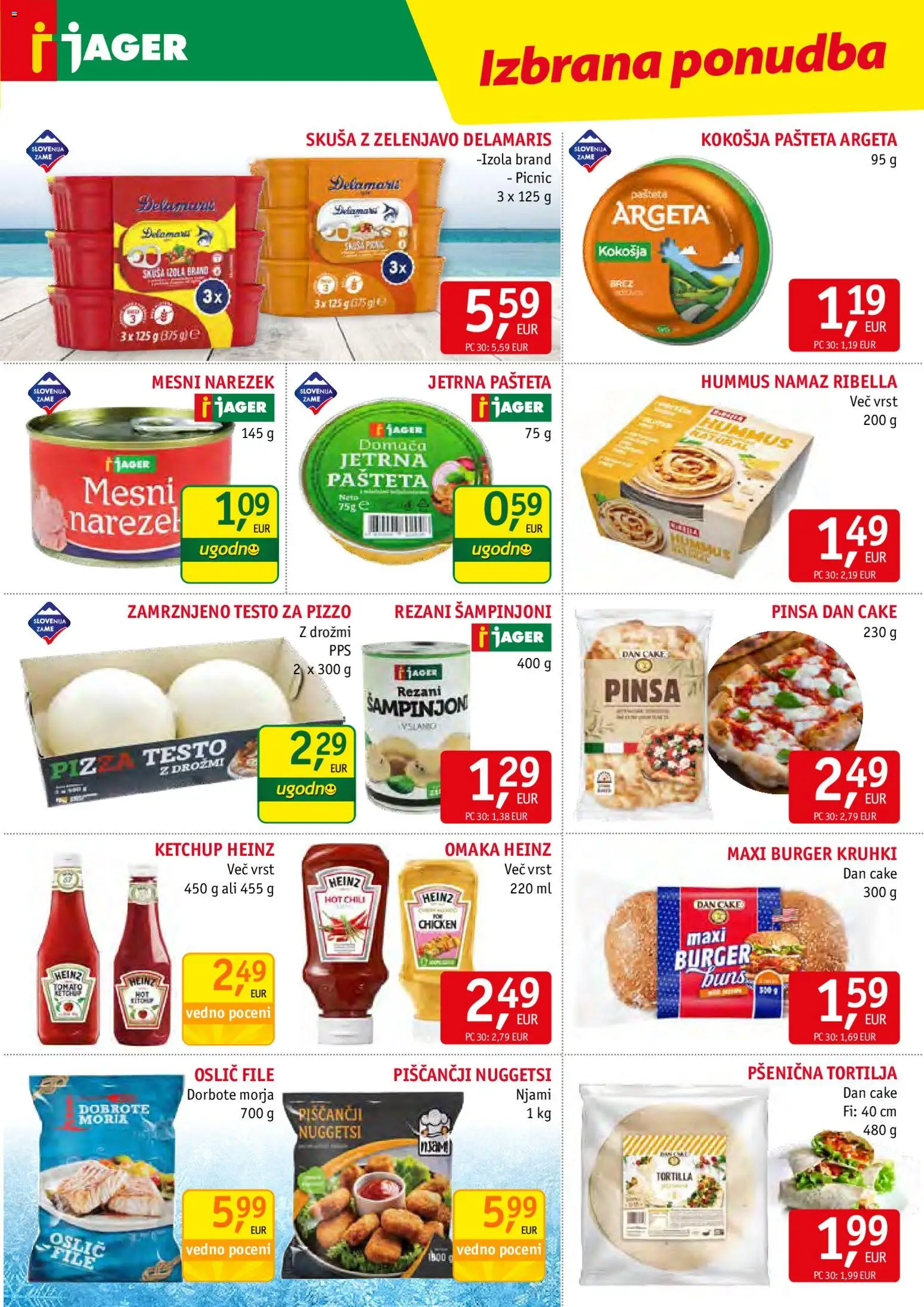 Novi Jager katalog ponudbe – veljaven od 01.07.2026 | Stran: 9 | Izdelki: Oslič, Pašteta, Namaz, Omaka