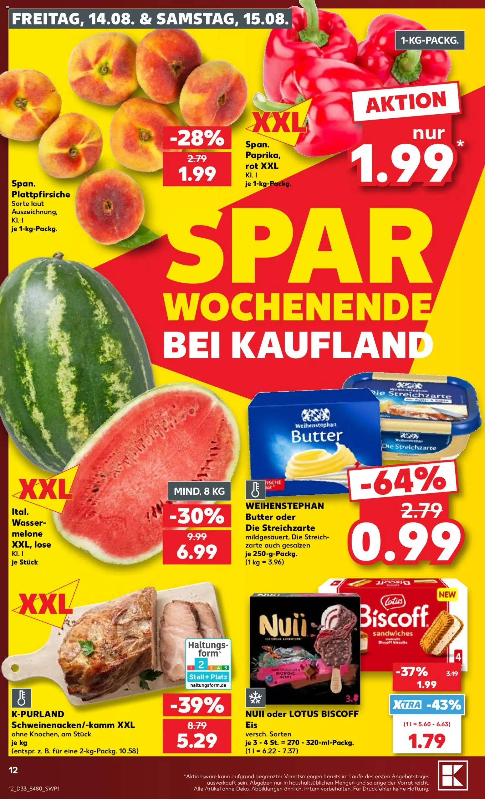 Kaufland Prospekt Stuttgart – gültig ab 13.08.2026 | Seite: 12 | Produkte: Butter, Weihenstephan butter, Wasser, Melone