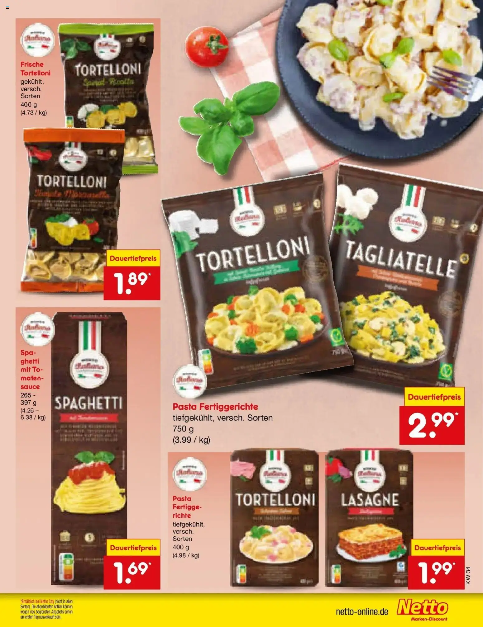 Netto Marken-Discount Prospekt Weimar – gültig ab 17.08.2026 | Seite: 15 | Produkte: Spaghetti, Lasagne, Fertiggerichte, Pasta