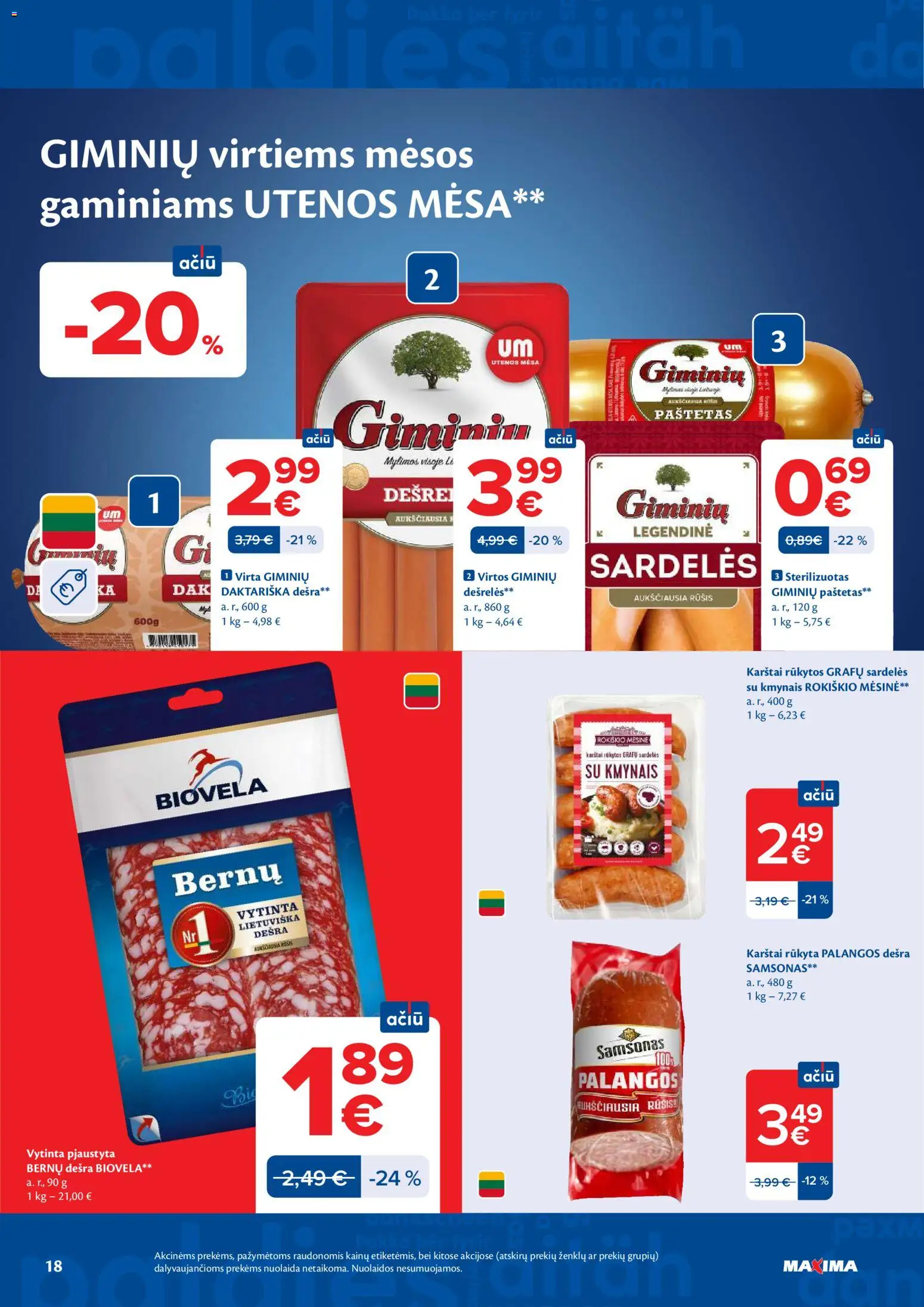 MAXIMA akcijos nuo 26.05.2026 | Puslapis: 18 | Prekių: Sardelės, Dešrelės, Dešra