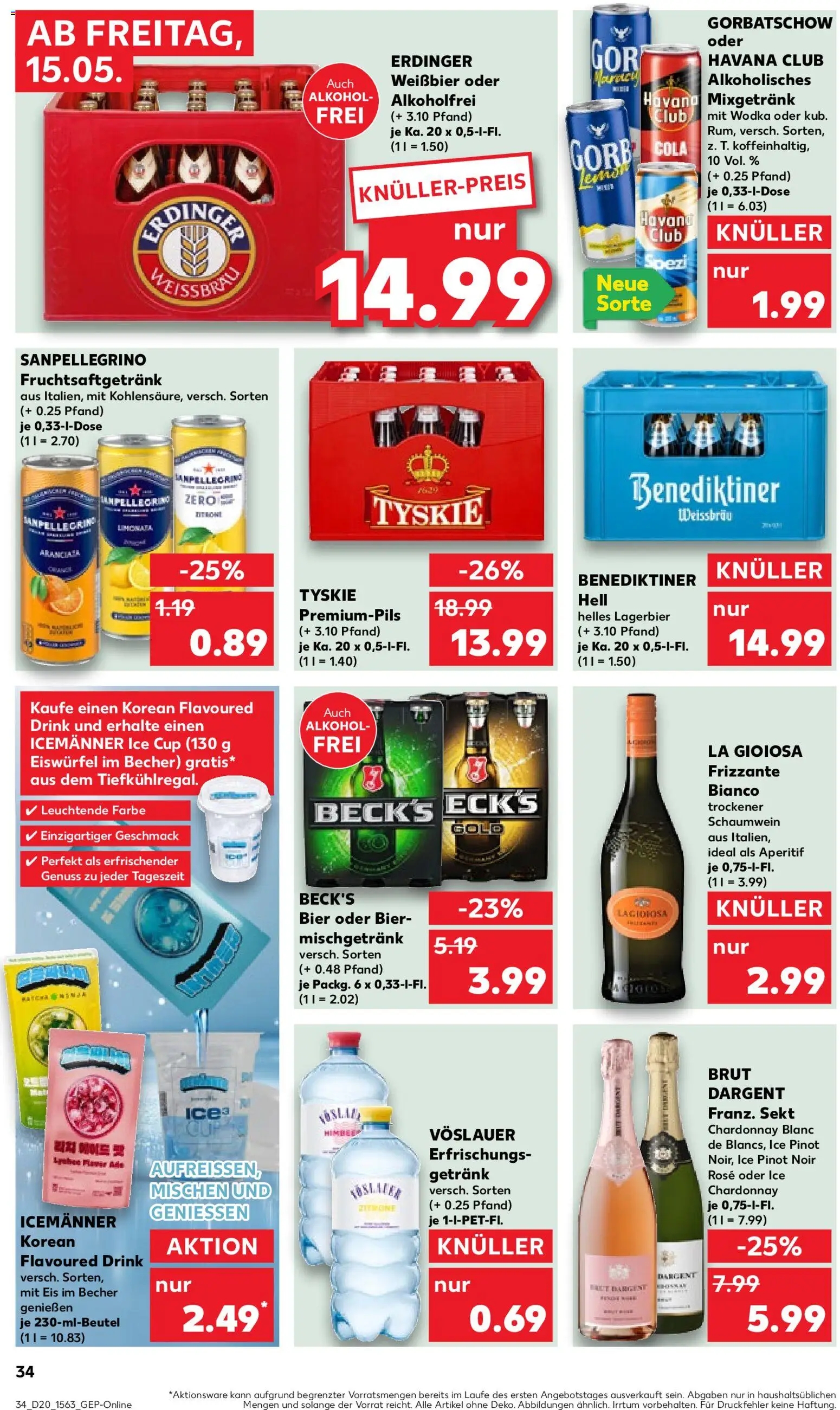 Kaufland Prospekt Kiel	 – gültig ab 15.05.2026 | Seite: 34 | Produkte: Erdinger, Zitrone, Wodka, Eis