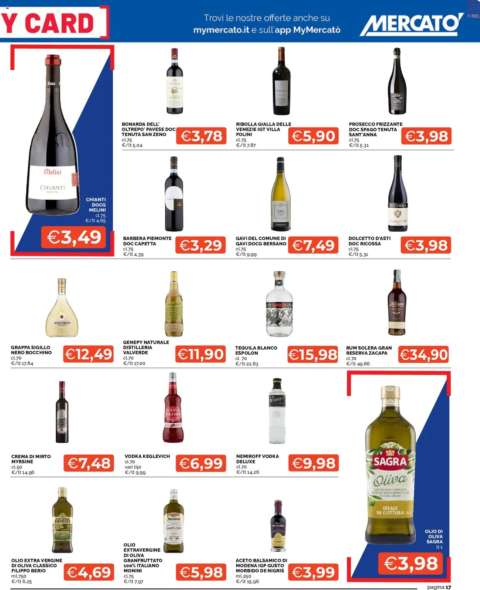 Volantino Mercatò del 09/07/2026 | Pagina: 17 | Prodotti: Vodka, Olio, Rum, Olio extra vergine