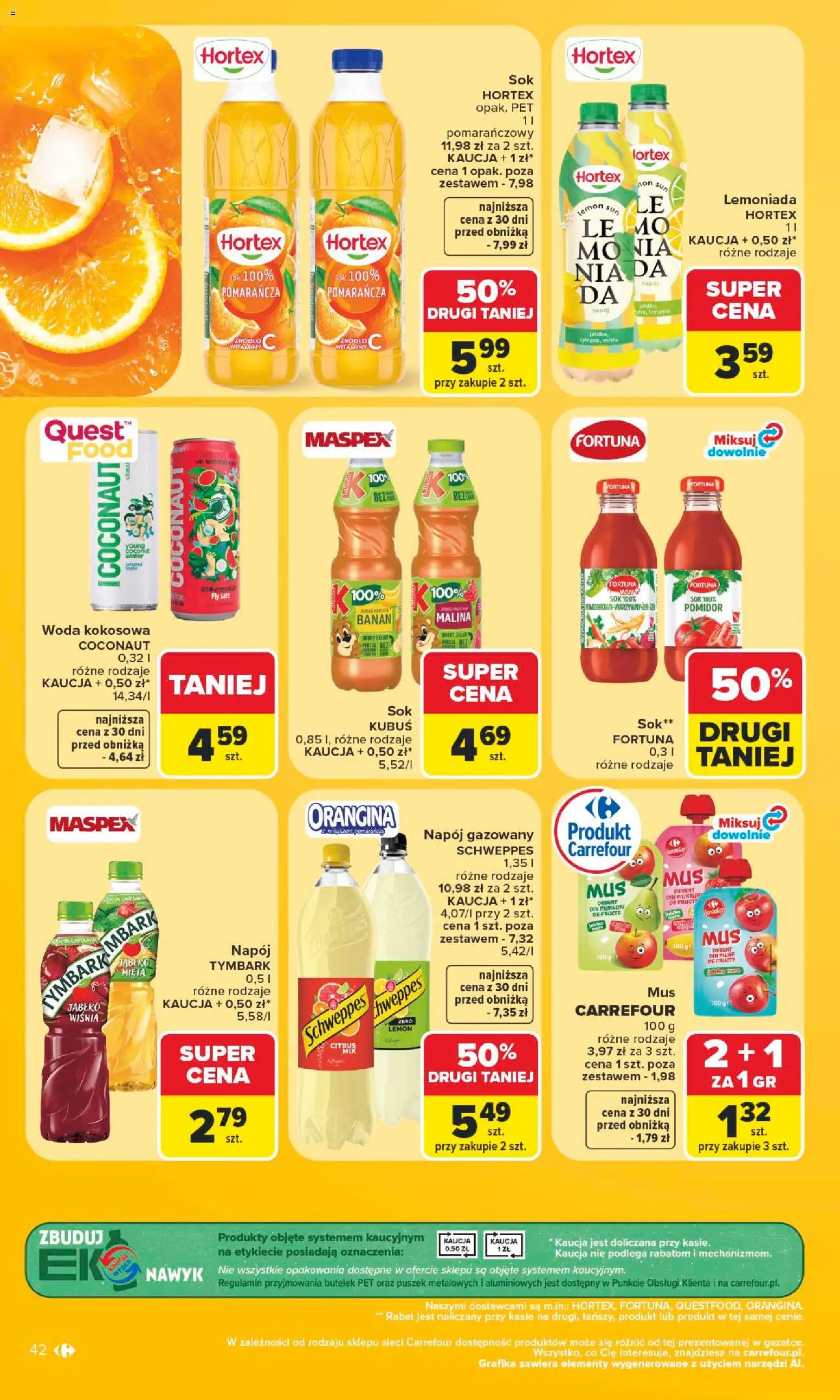 Carrefour gazetka od 15.06.2026 | Strona: 44 | Produkty: Mięta, Sok, Banan, Woda