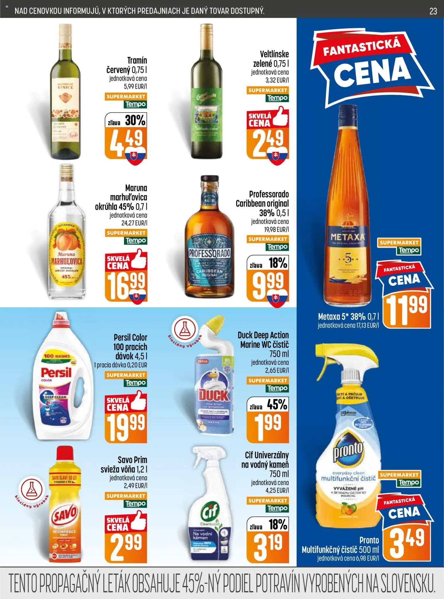Nové COOP Jednota akcie – leták je platný od 14.05.2026 | Strana: 23 | Produkty: Metaxa, Wc, Savo, Cif
