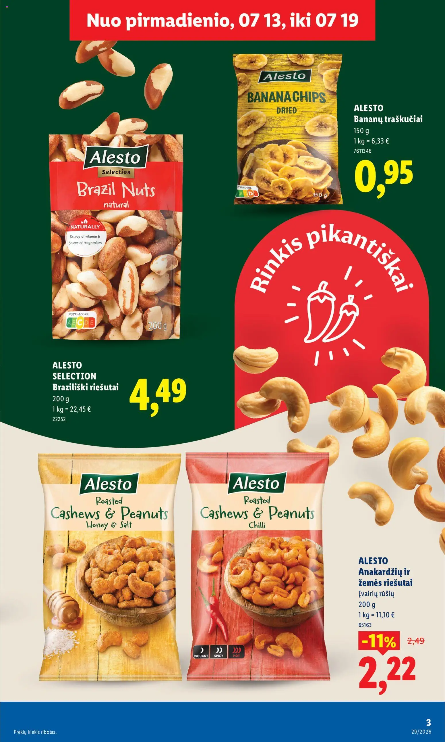 LIDL akcijos nuo 2026.07.13 | Puslapis: 3 | Prekių: Riešutai, Traškučiai