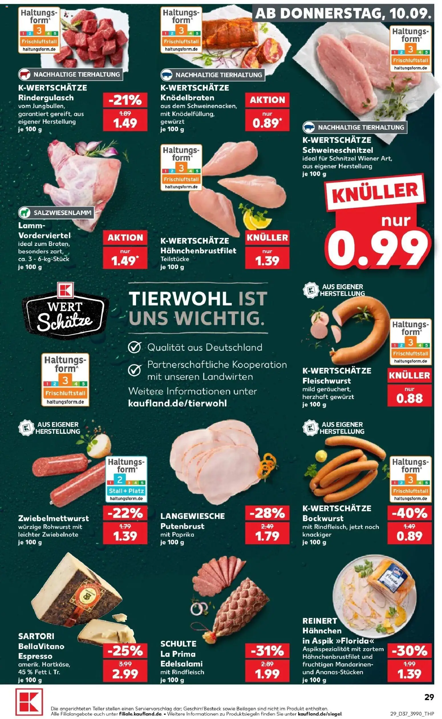 Prospekt Kaufland ab 07.09.2026 » Angebote Online zum Blättern | Seite: 38 | Produkte: Putenbrust, Rindergulasch, Schnitzel, Rindfleisch