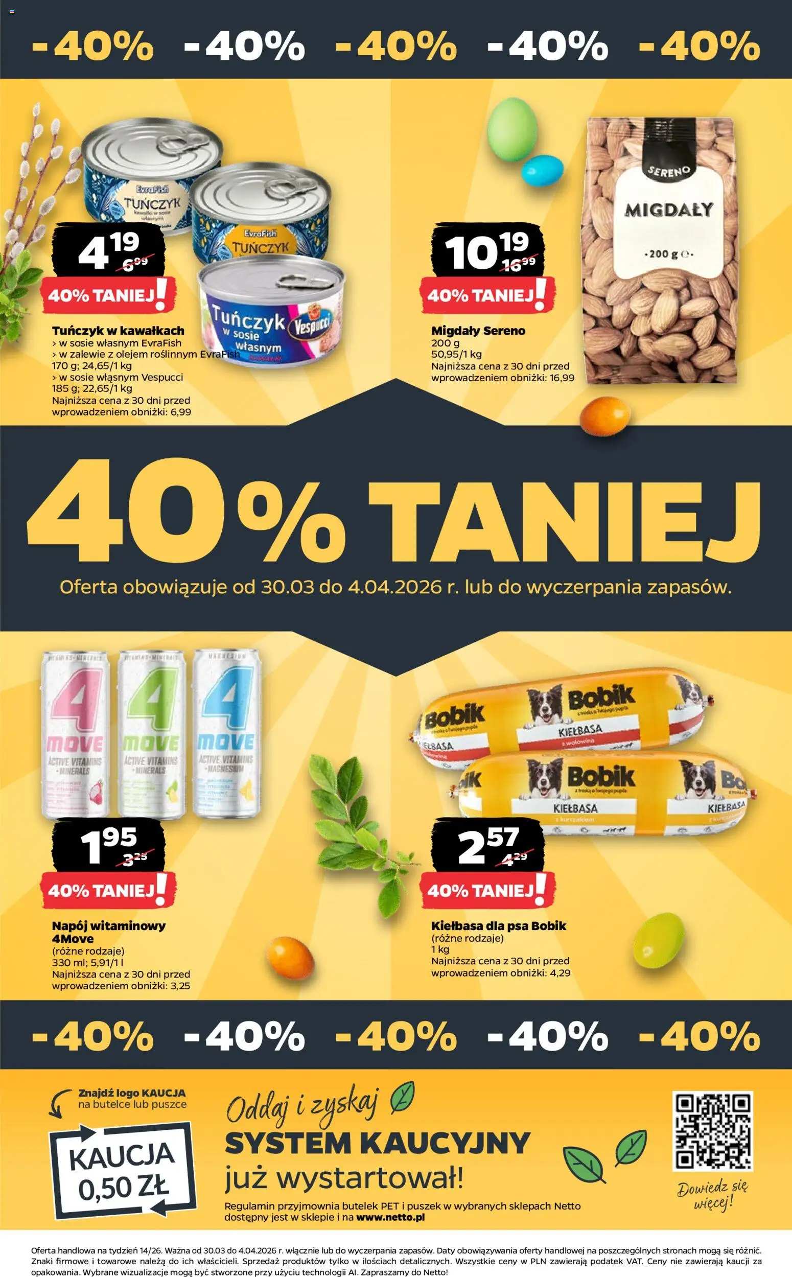 Netto gazetka od poniedziałku spożywcza od 30.03.2026 | Strona: 36 | Produkty: Kiełbasa, Tuńczyk, Kiełbasa dla psa
