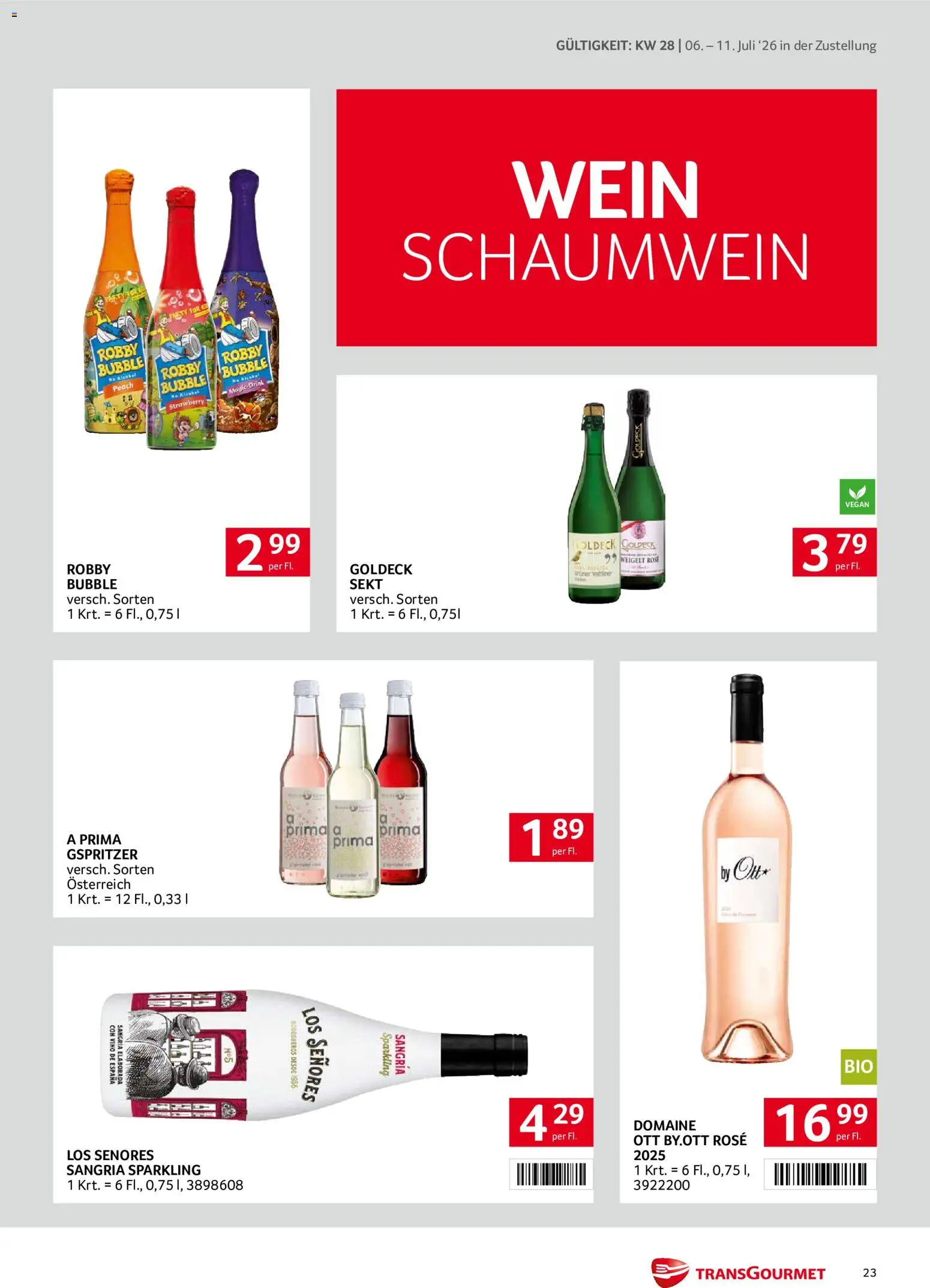 Transgourmet Zustellaktion gültig ab 06.07.2026 | Seite: 23 | Produkte: Wein
