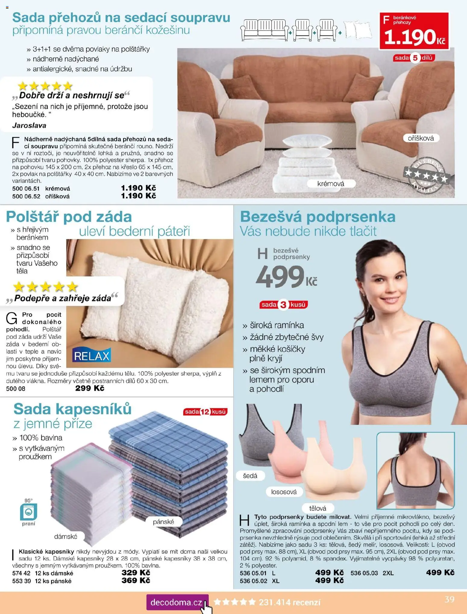 Decodoma katalog Vánoce 2026 od 04.10.2026 | Strana: 40 | Produkty: Polštářky, Přehoz, Podprsenka, Kapesníky