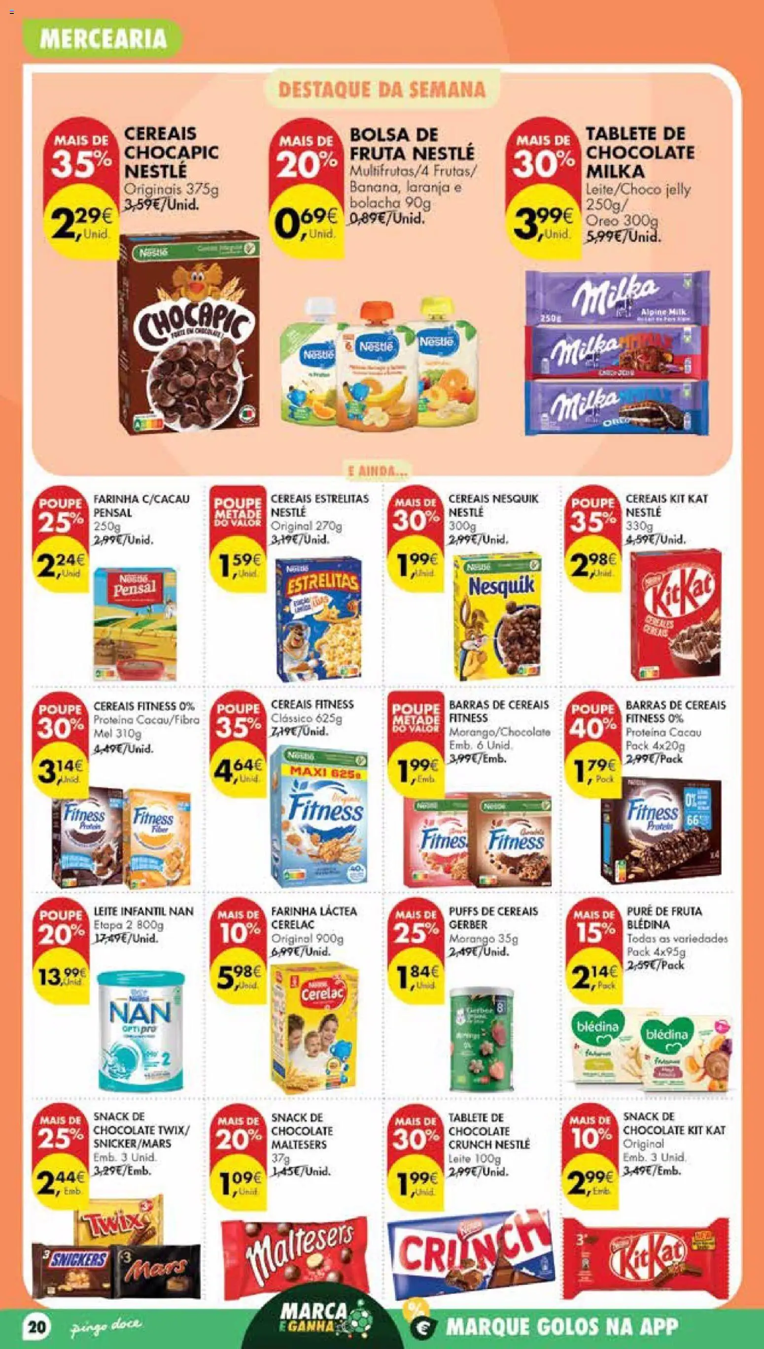 Pingo Doce Poupe Esta Semana Madeira │ válido de 07/07/2026 | Página: 20 | Produtos: Leite, Chocolate, Cereais, Proteina