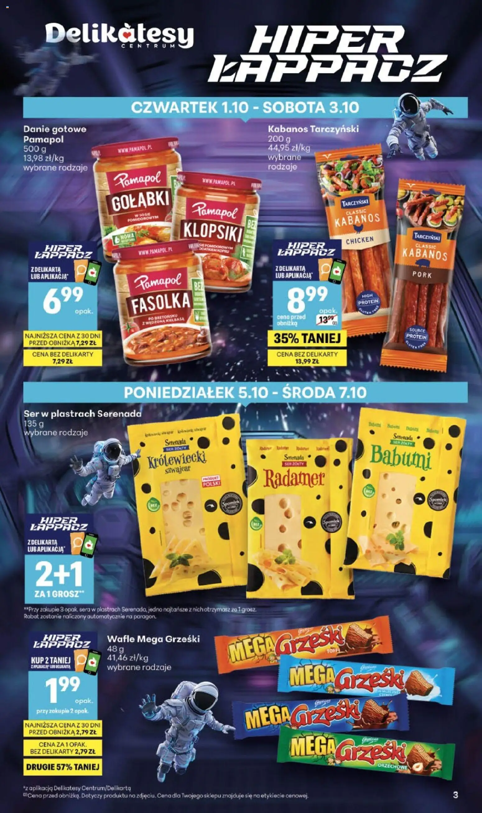 Delikatesy Centrum gazetka od 01.10.2026 | Strona: 3 | Produkty: Wafle, Delikatesy, Kabanos, Klopsiki