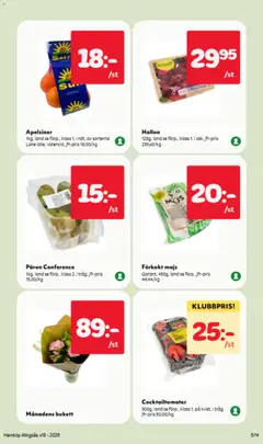 Päron Conference, 1kg, land se förp., klass 2, i tråg, jfr-pris 15,00/kg - Förhandsvisning av reklamblad från butik Hemköp aktuell från 27.04.2026 | Sida: 5