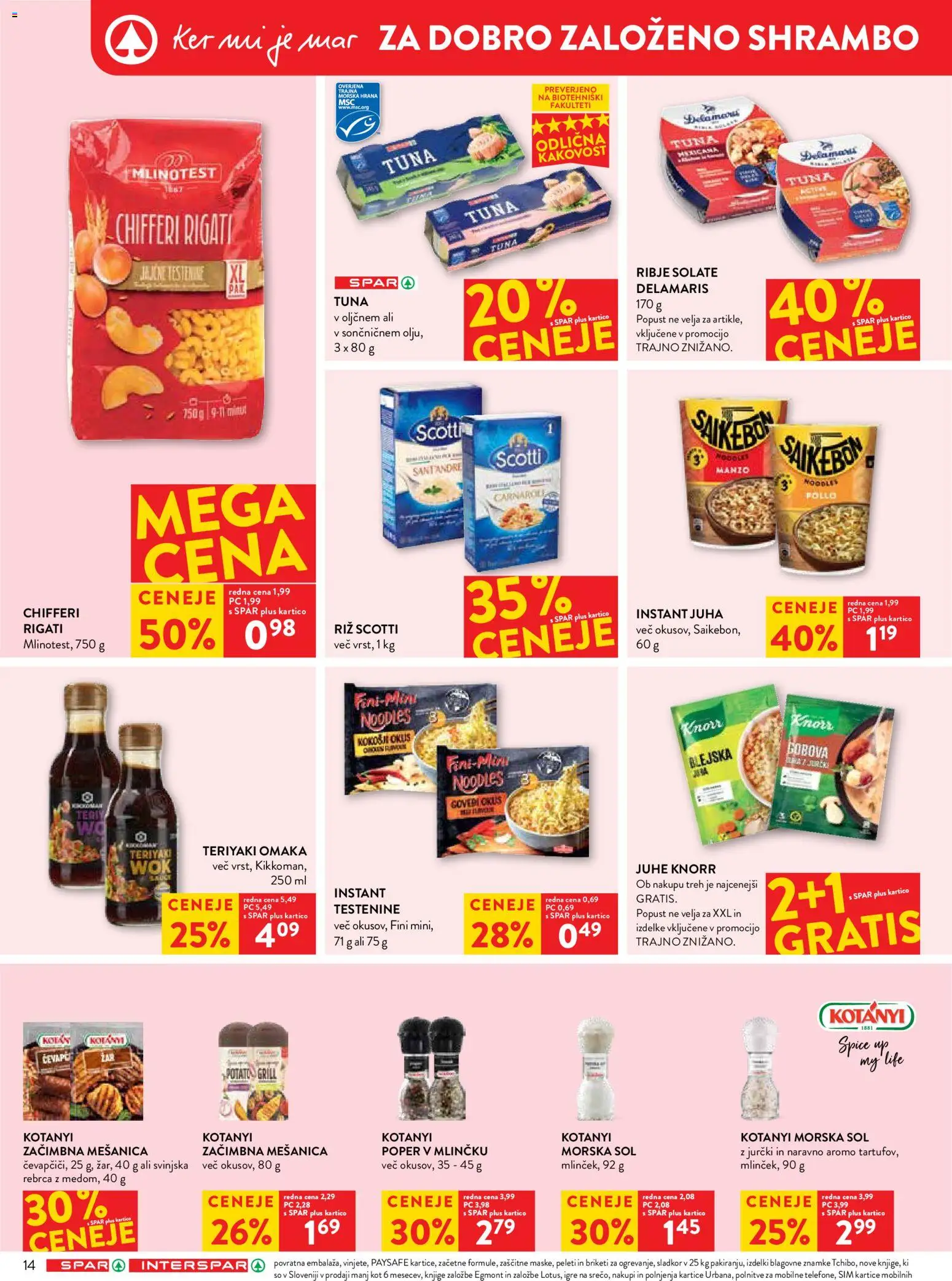 Novi Spar katalog ponudbe – veljaven od 13.05.2026 | Stran: 20 | Izdelki: Tuna, Riz, Testenine, Omaka