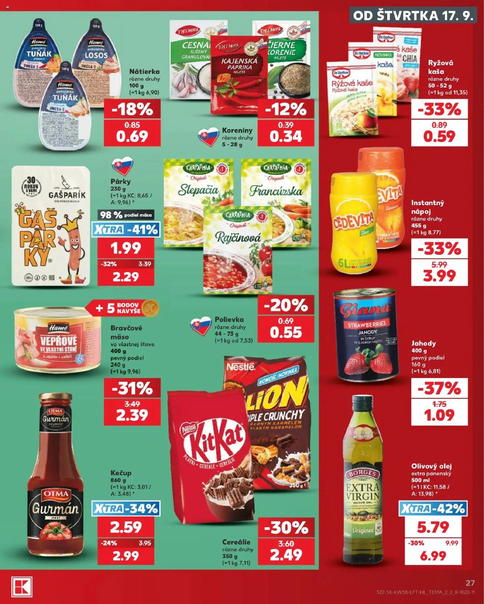 Kaufland SK akciós ujság - amely érvényes a következő dátumtól: 2026.09.17. | Oldal: 27 | Termékek: Paprika, Nestlé, Hamé