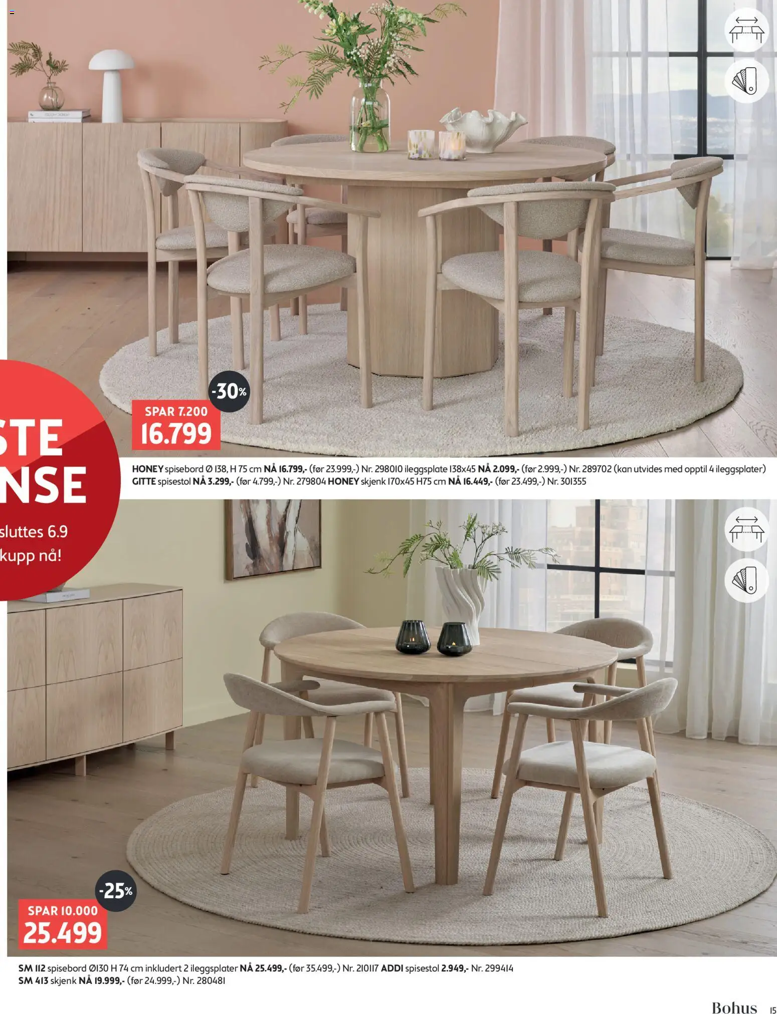 {H1} | Side: 15 | Produkter: Spisebord, Spisestol