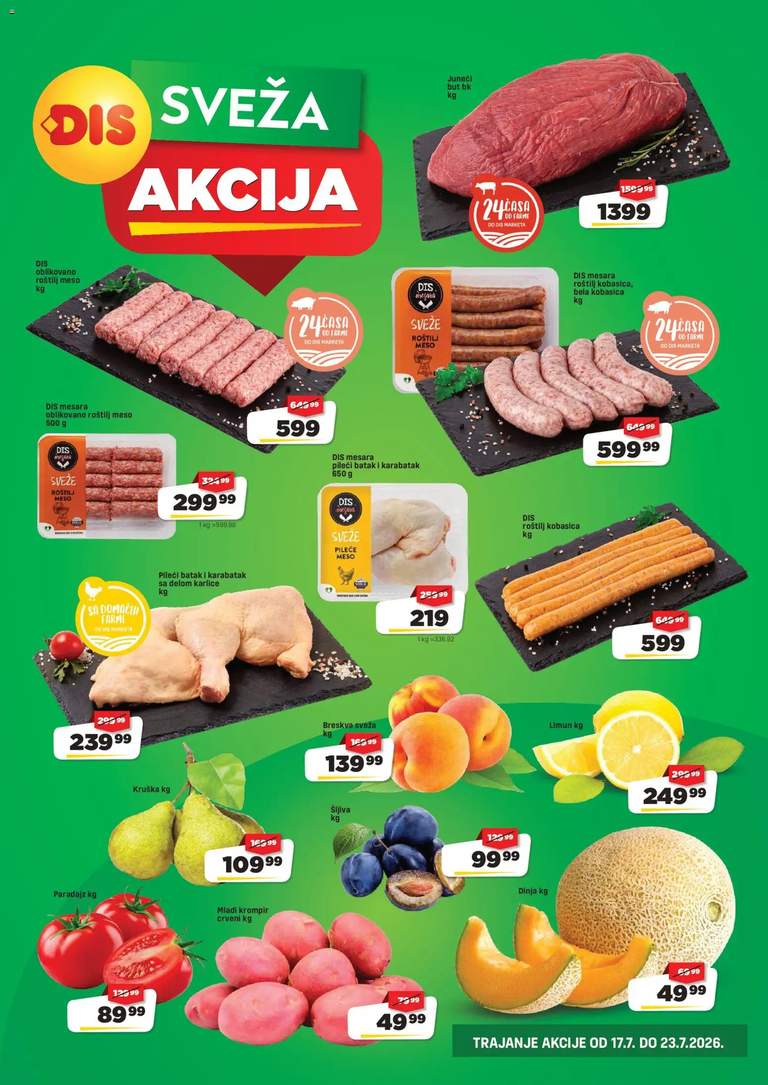 Super DIS katalog - važi od 17.07.2026 | Strana: 3 | Proizvode: Juneći but, Šljiva, Paradajz, Roštilj meso