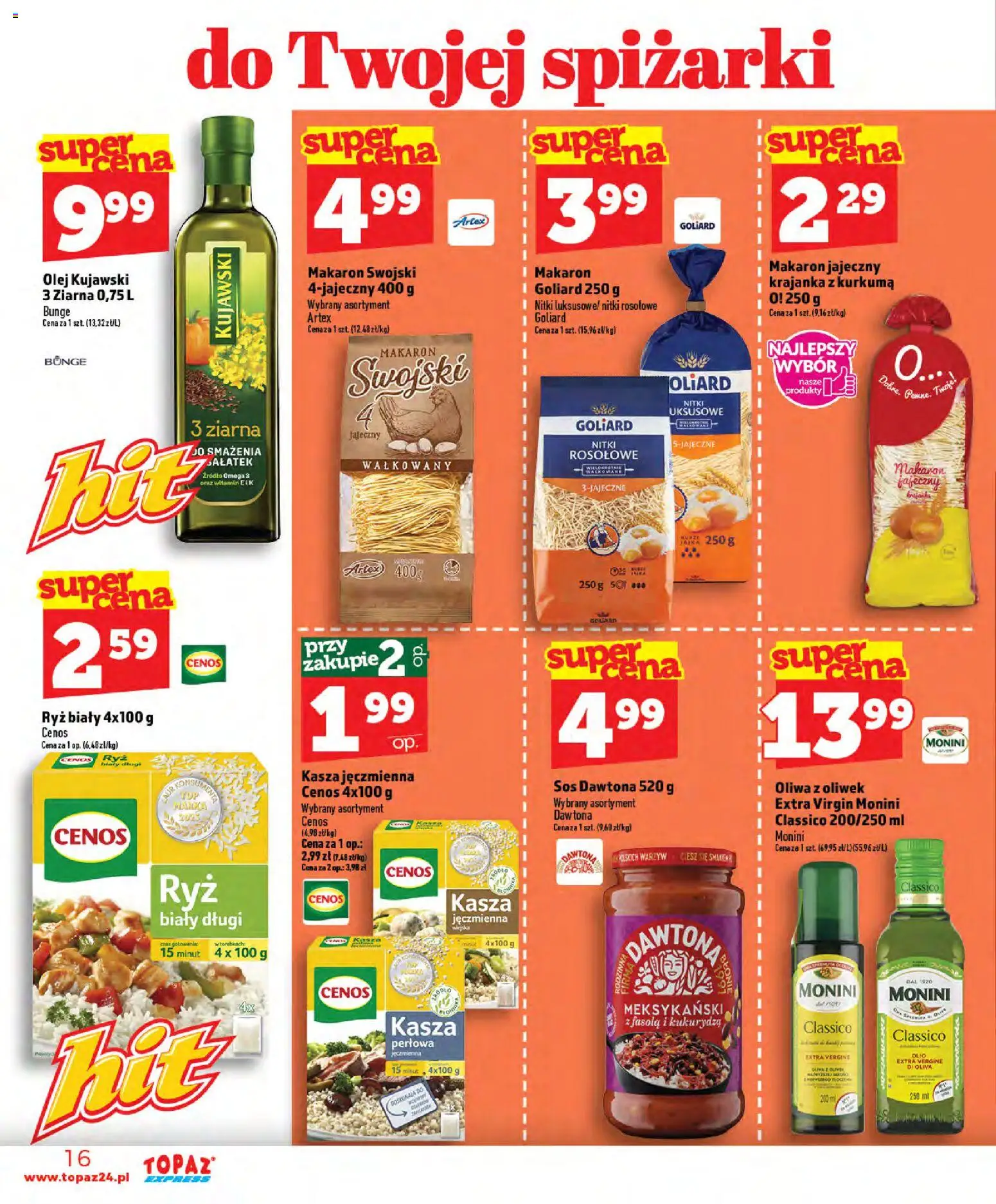 Topaz gazetka - Express od 30.07.2026 | Strona: 16 | Produkty: Kurkuma, Kukurydza, Makaron, Sos