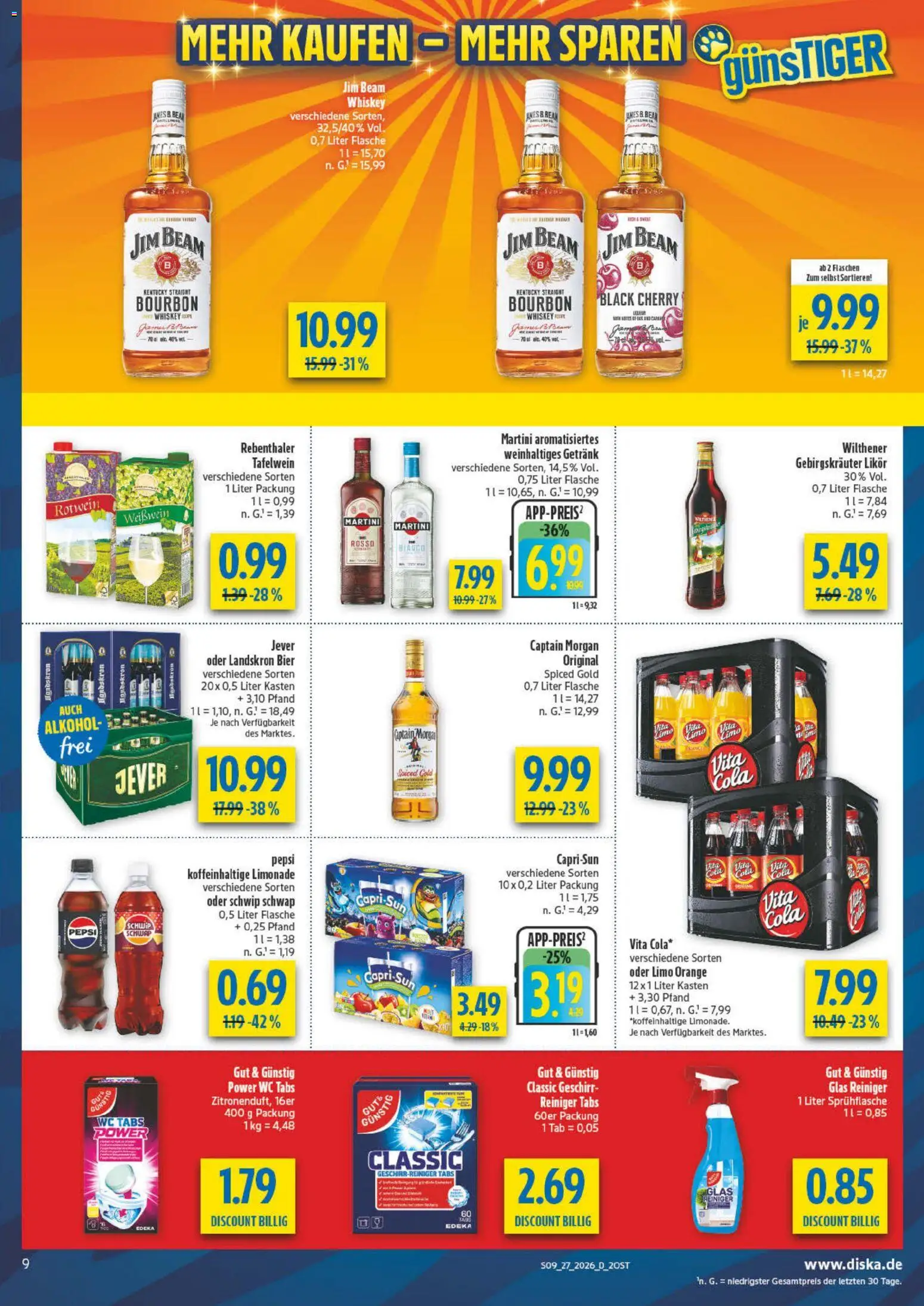 Diska Prospekt – gültig ab 29.06.2026 | Seite: 13 | Produkte: Jim beam, Cola, Rotwein, Limonade