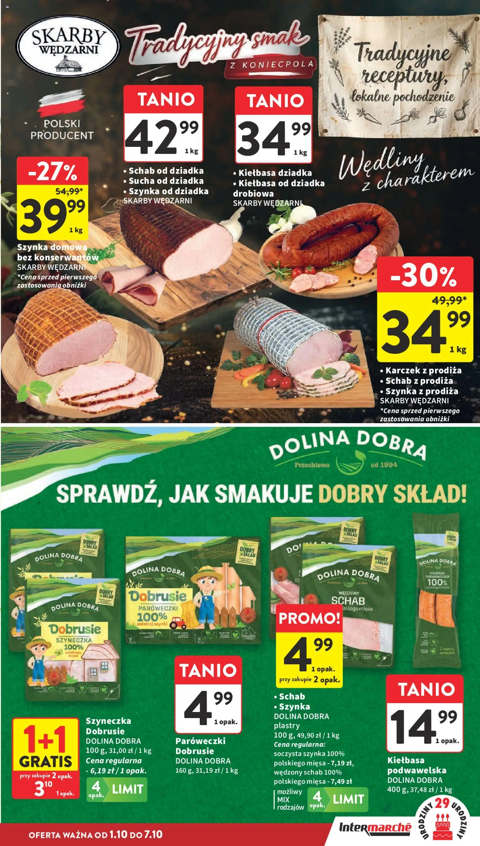 Intermarche gazetka od 01.10.2026 | Strona: 17 | Produkty: Kiełbasa, Schab, Karczek, Kiełbasa podwawelska
